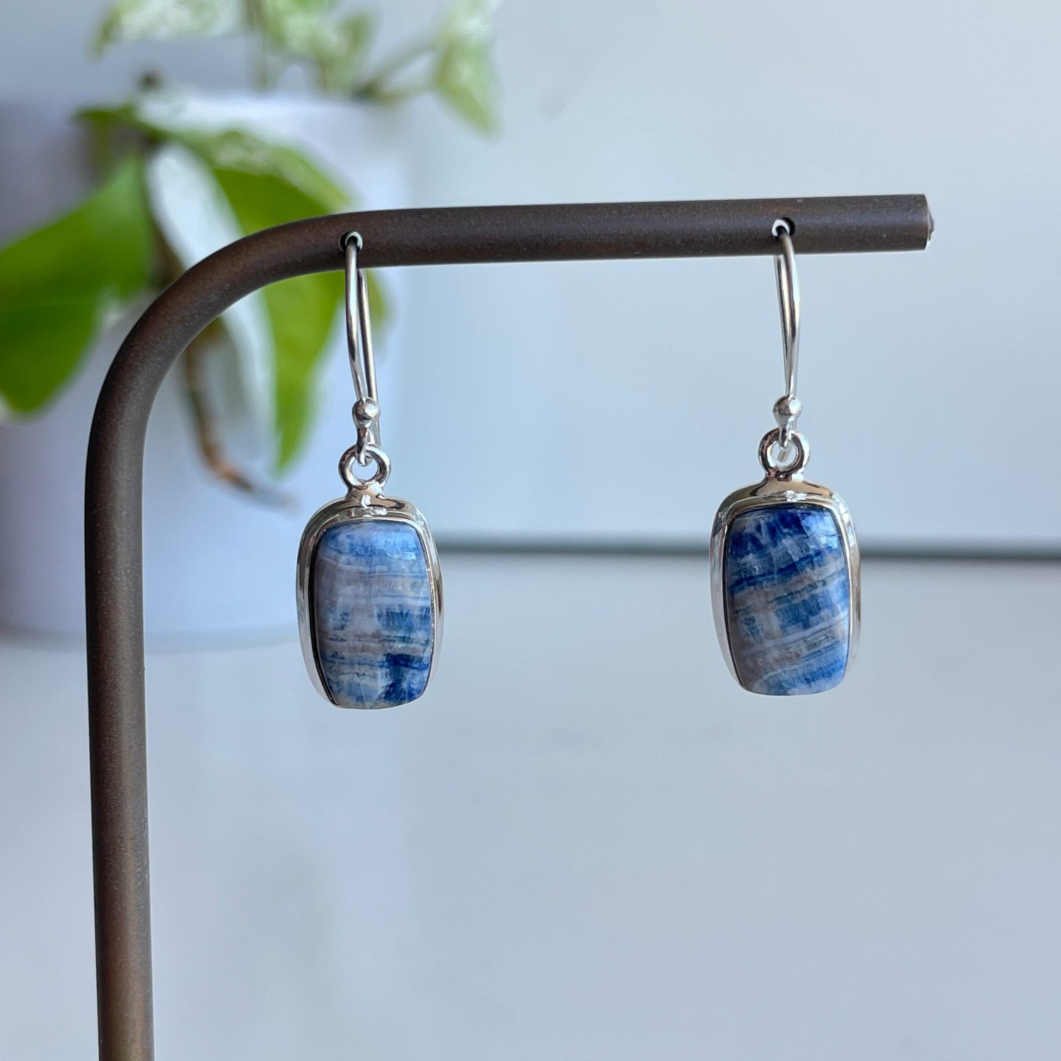 Blue Scheelite Rectangle Earrings