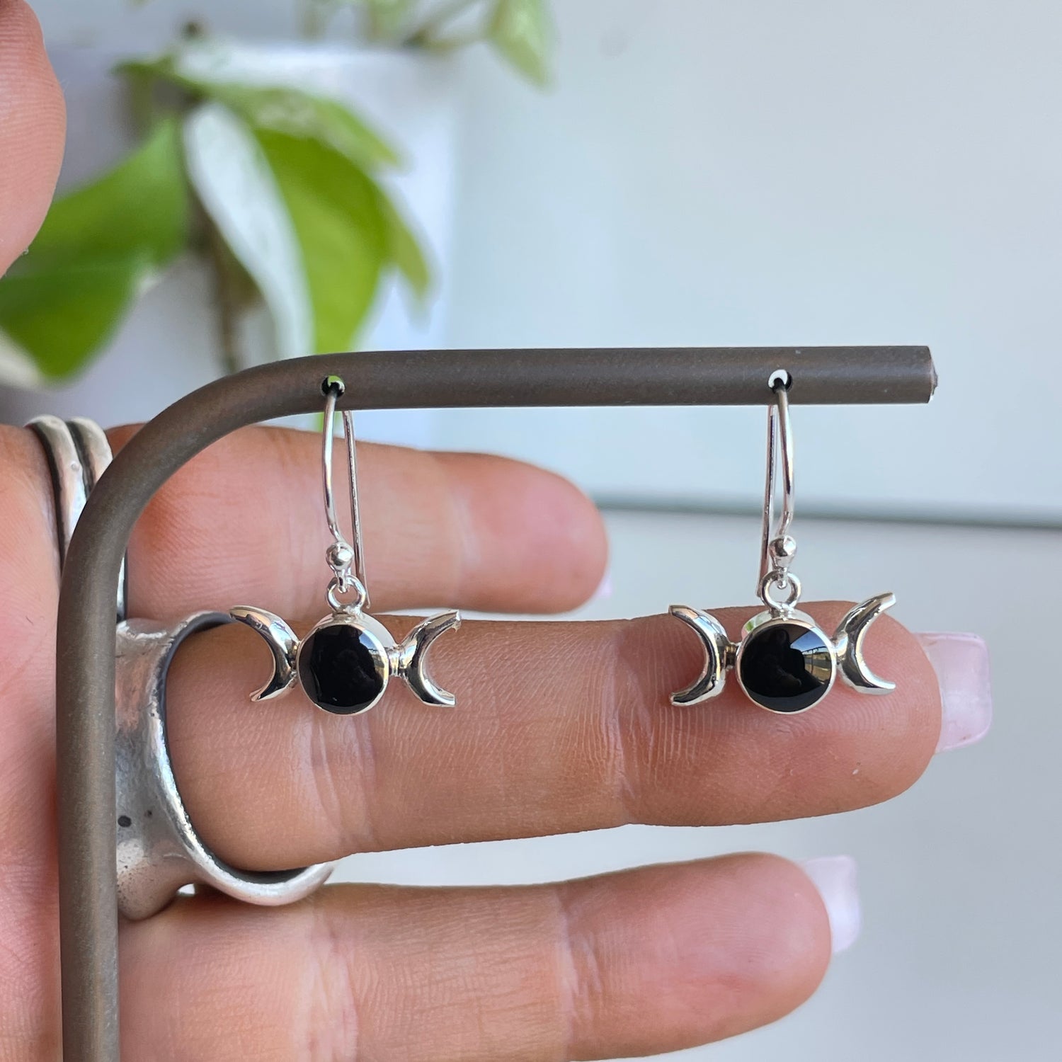 Black Shell New Moon Earrings