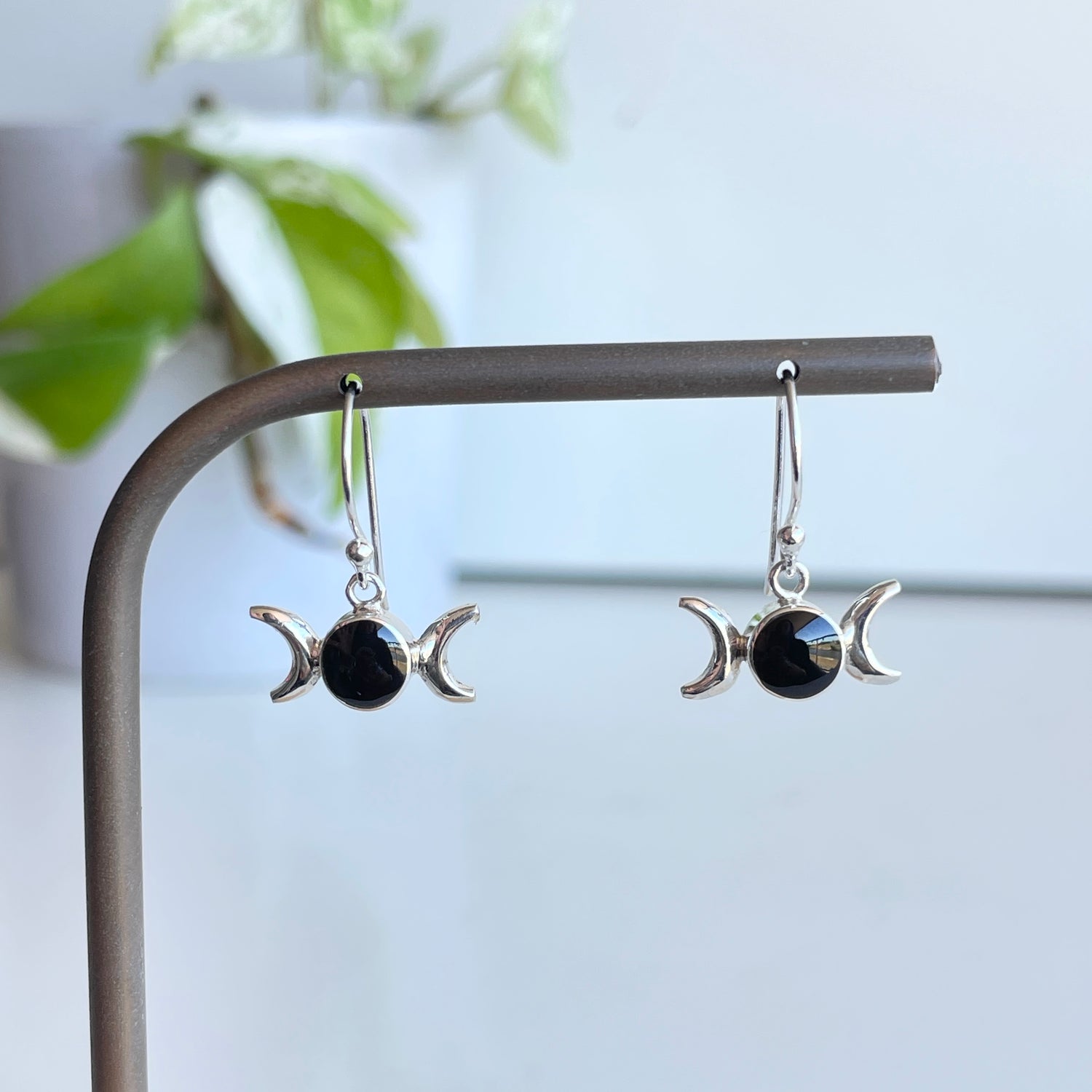 Black Shell New Moon Earrings