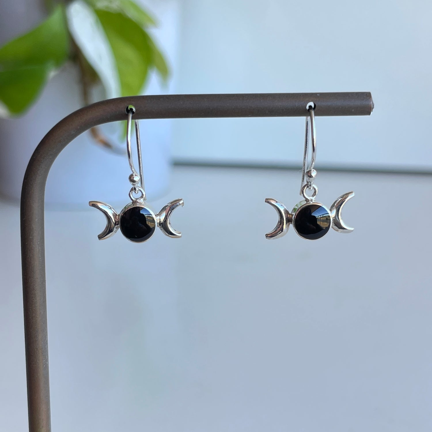 Black Shell New Moon Earrings