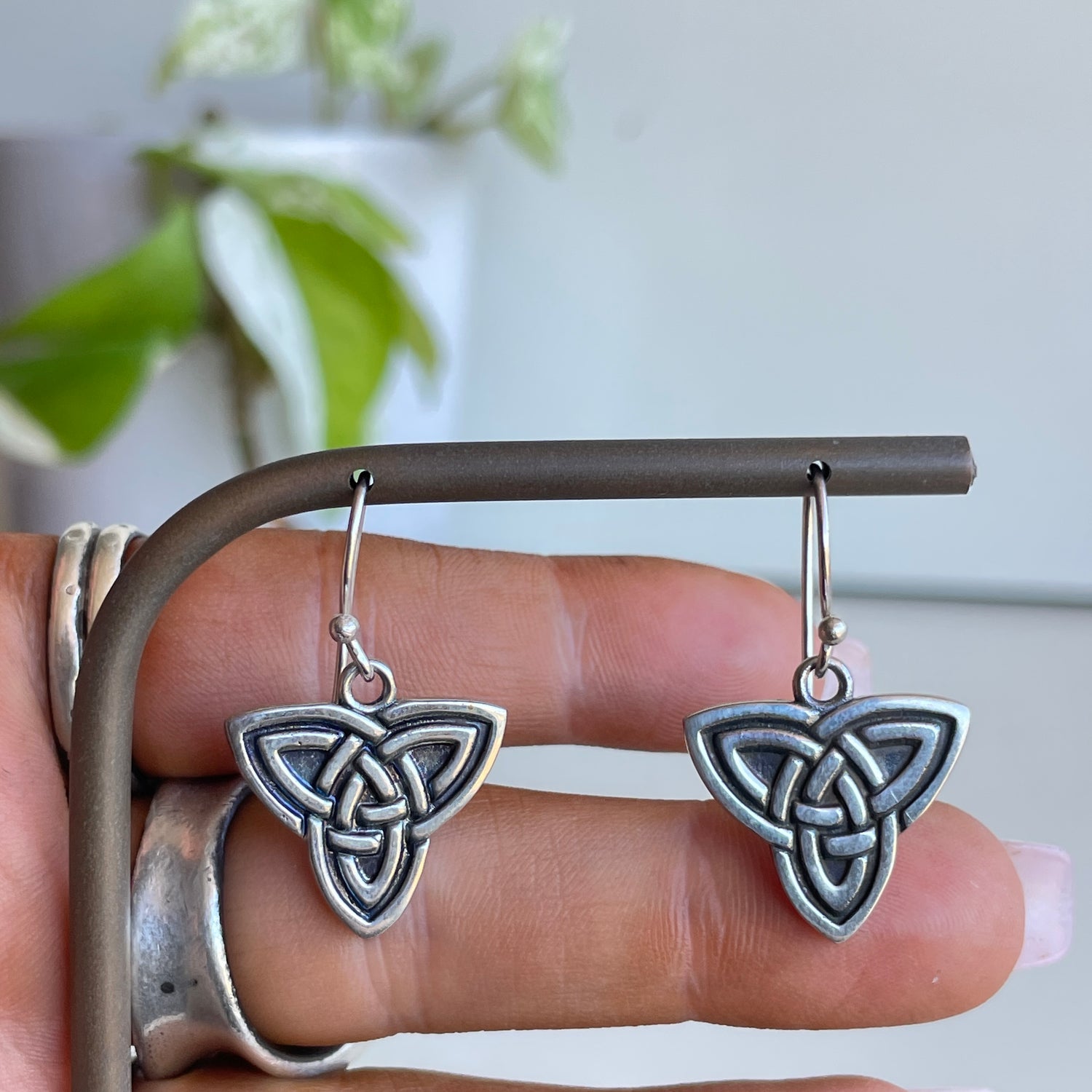 Triquetra Silver Earrings