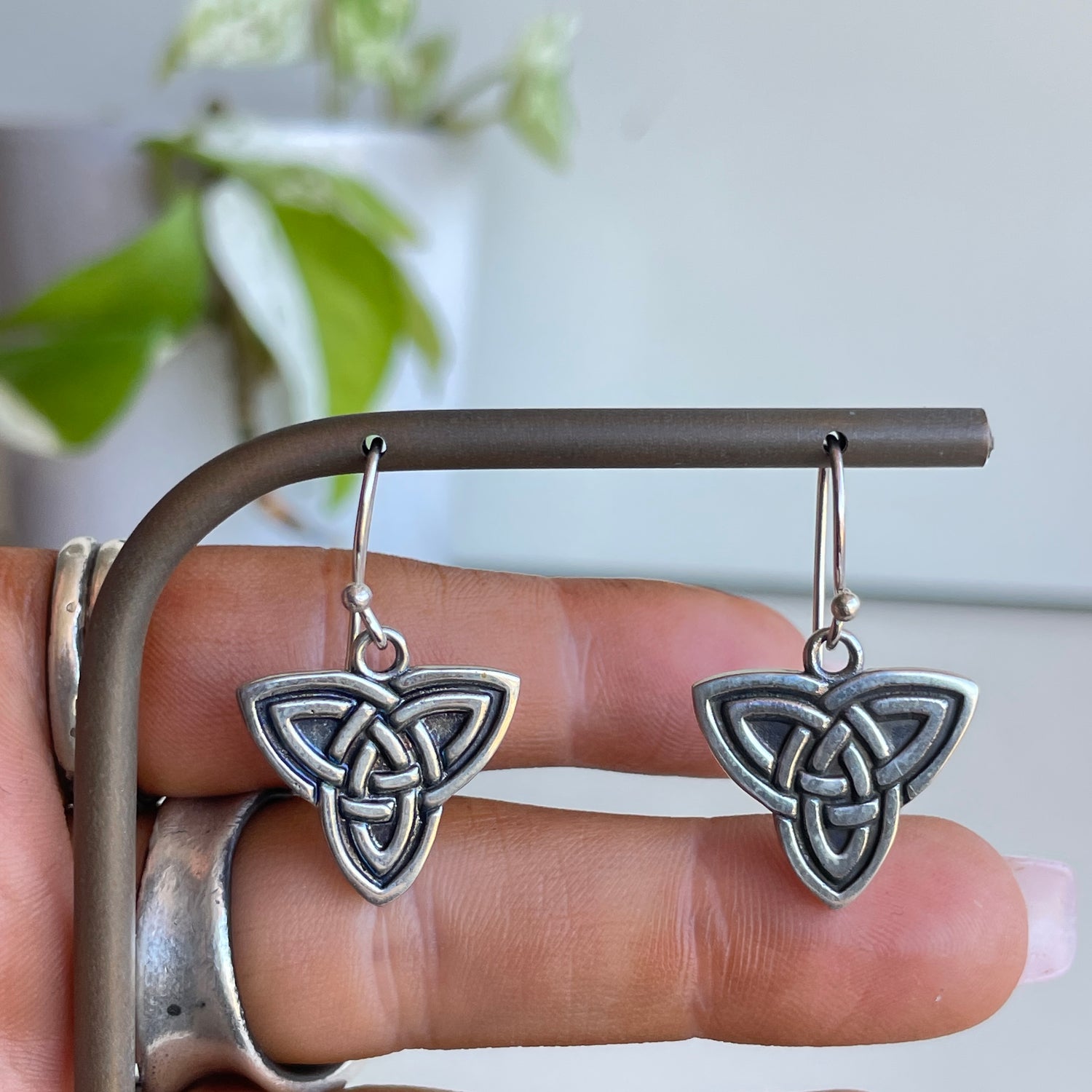 Triquetra Silver Earrings
