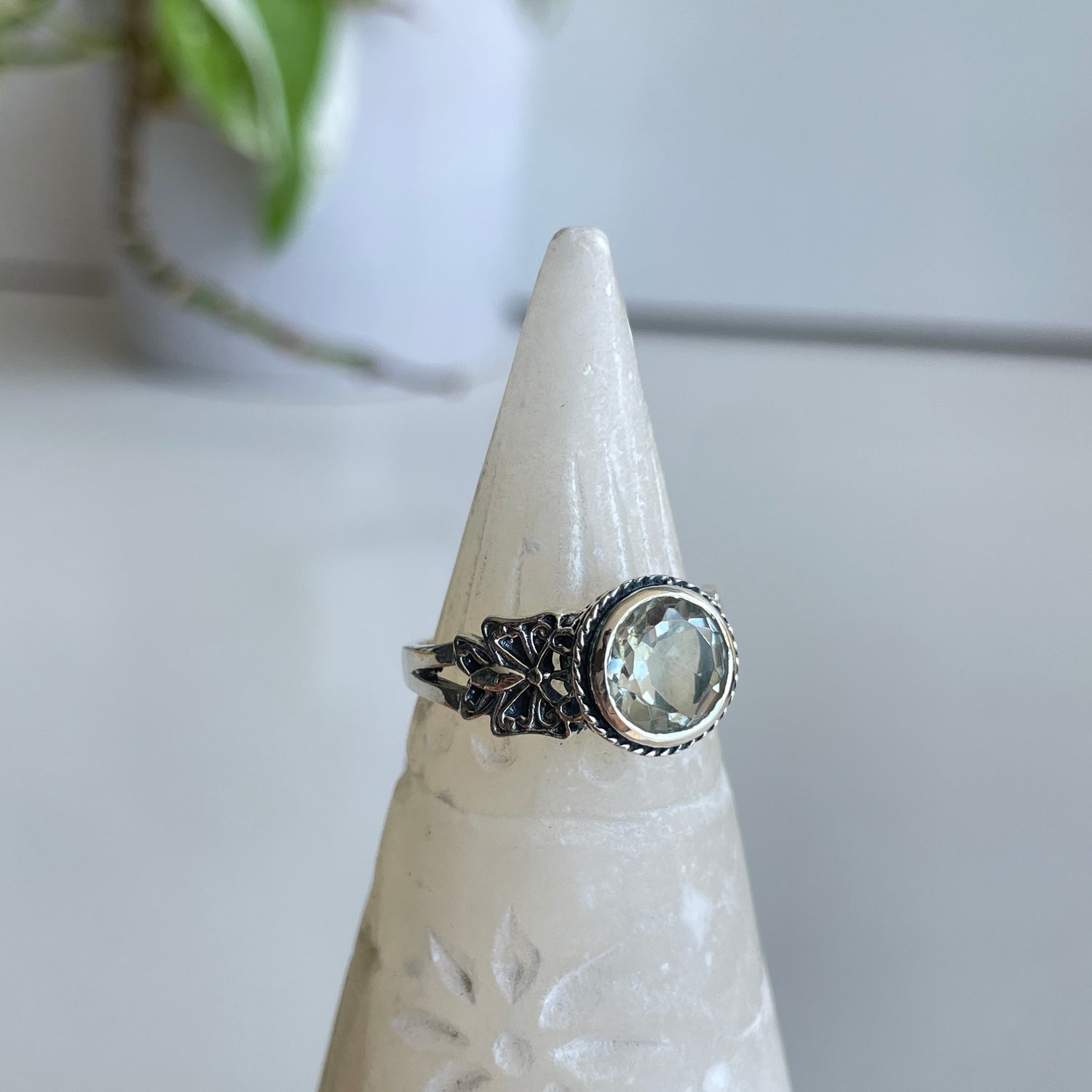 Green Amethyst Butterfly Ring