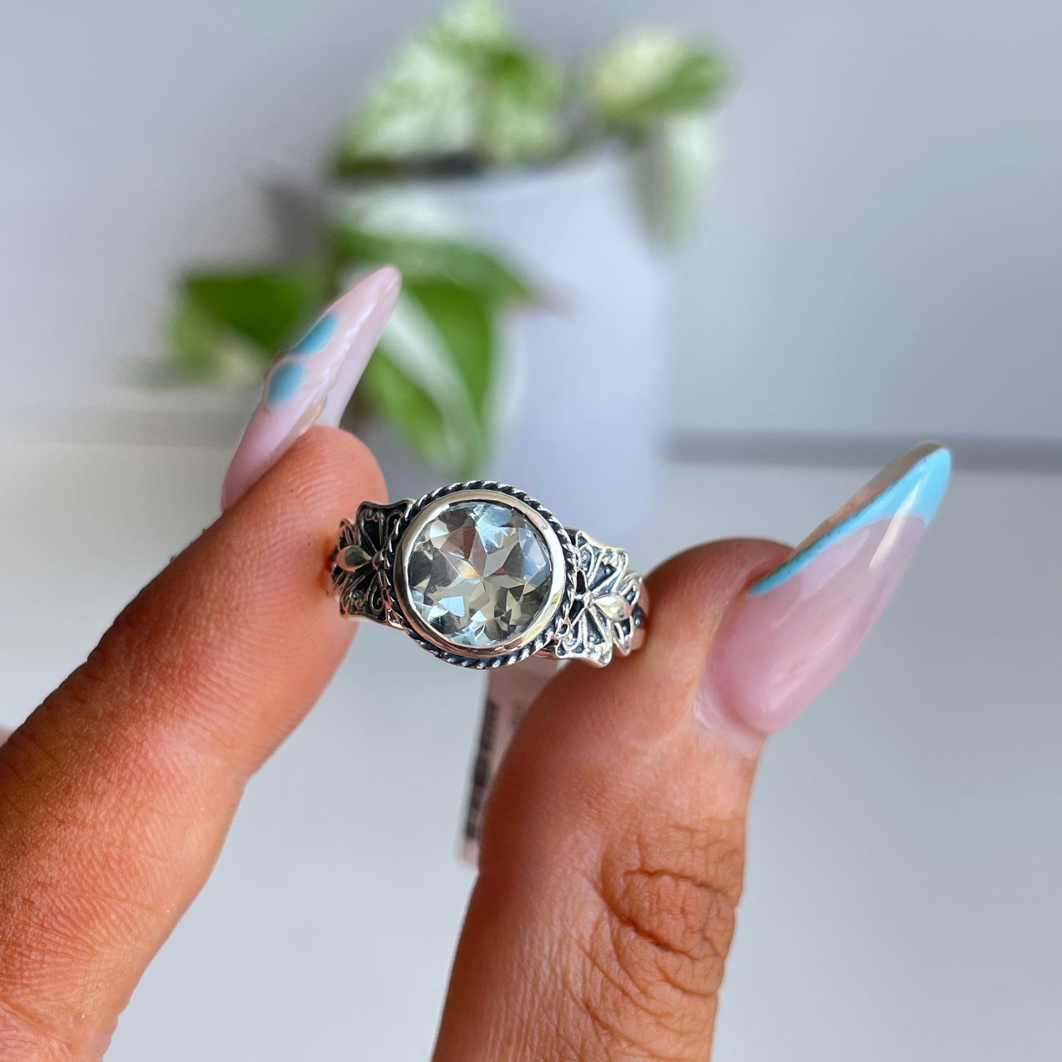 Green Amethyst Butterfly Ring