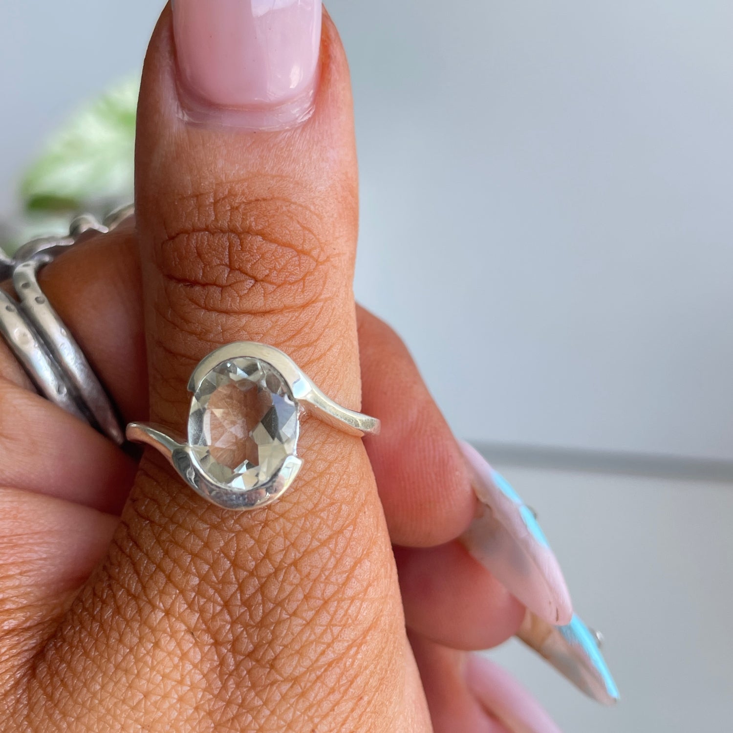 Green Amethyst Oval Ring