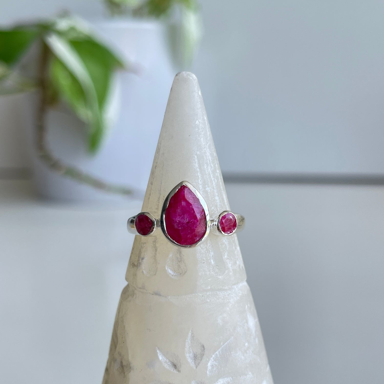 Ruby Triple Stone Ring