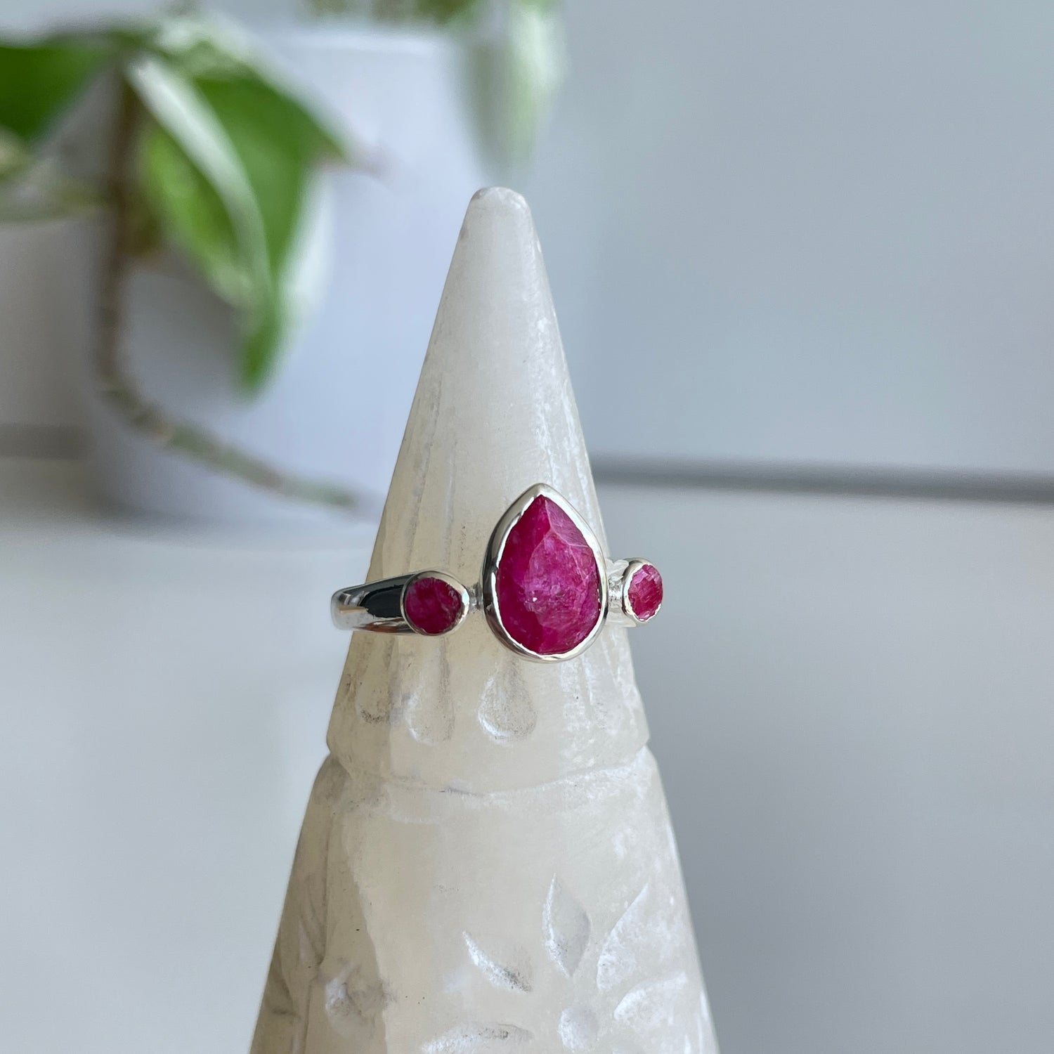 Ruby Triple Stone Ring