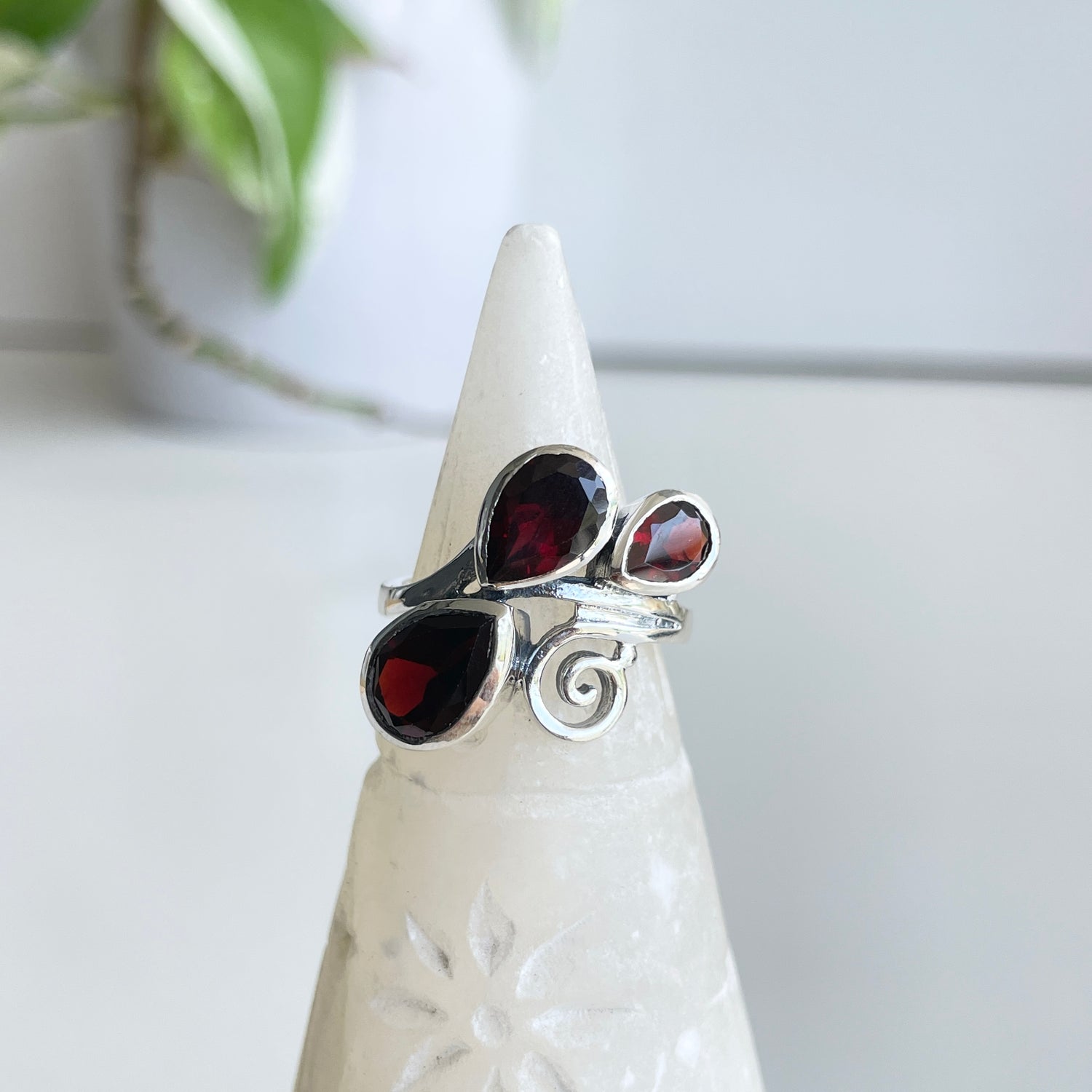 Garnet Multi Stone Teardrop Ring