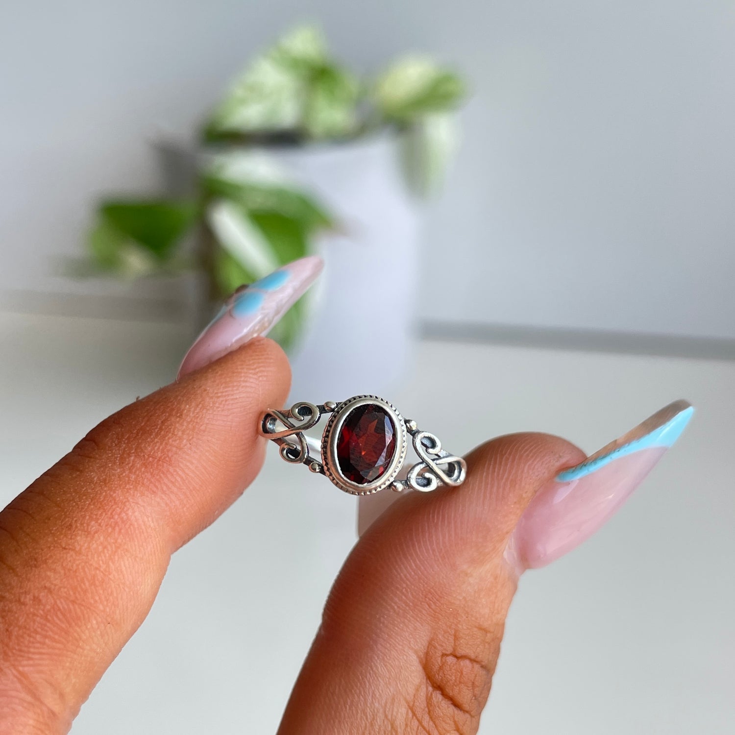 Garnet Oval Ring Sz8.5