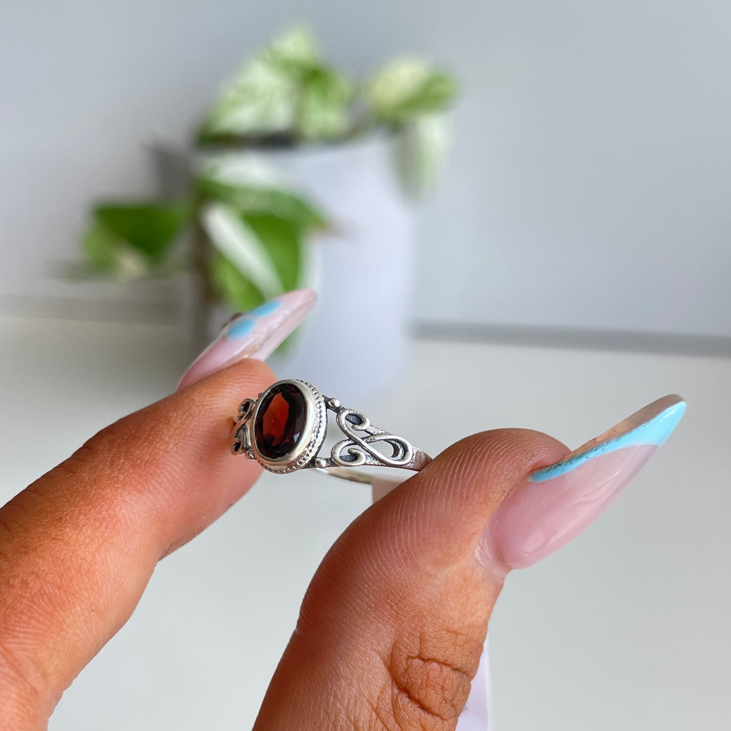 Garnet Oval Ring Sz8.5
