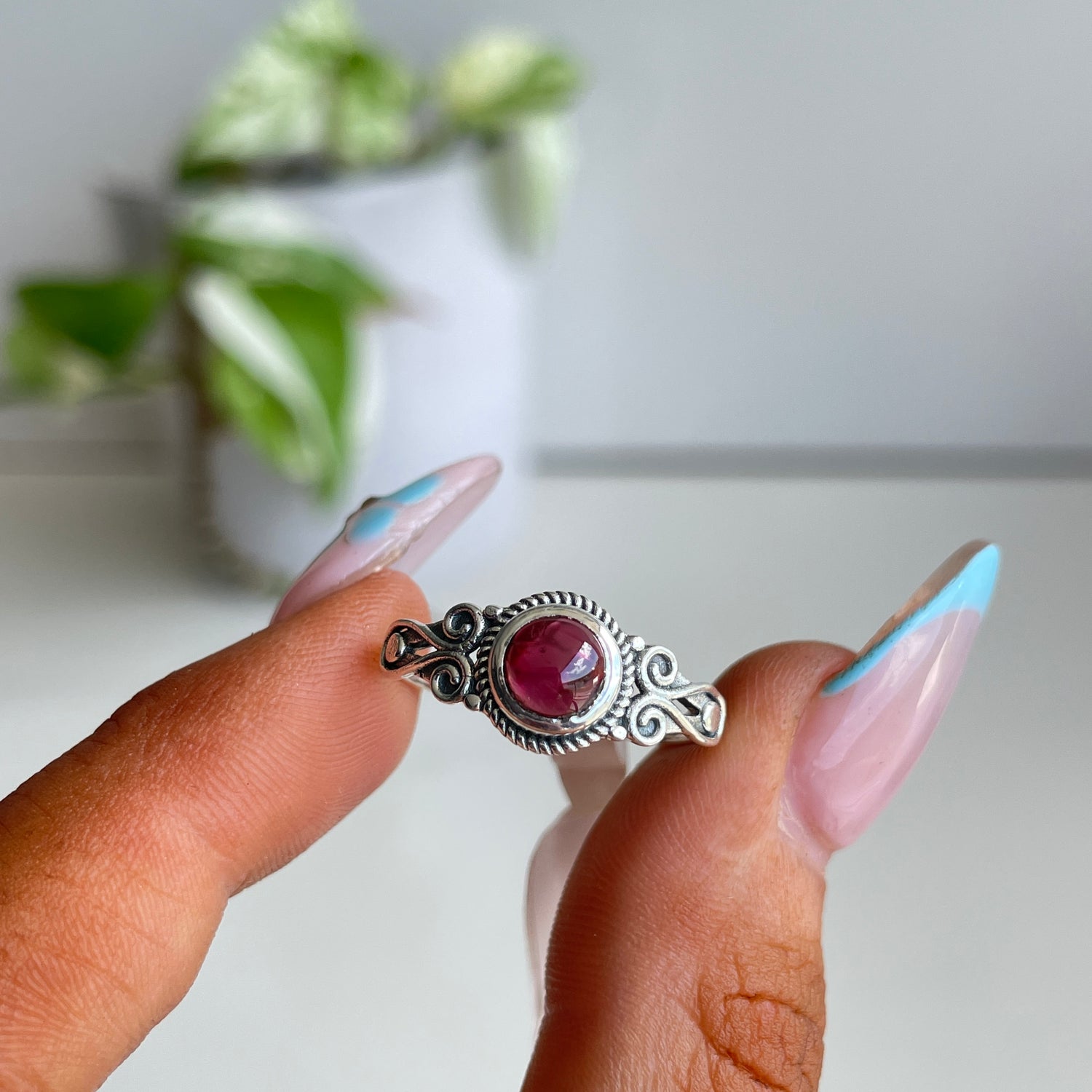 Garnet Round Ring