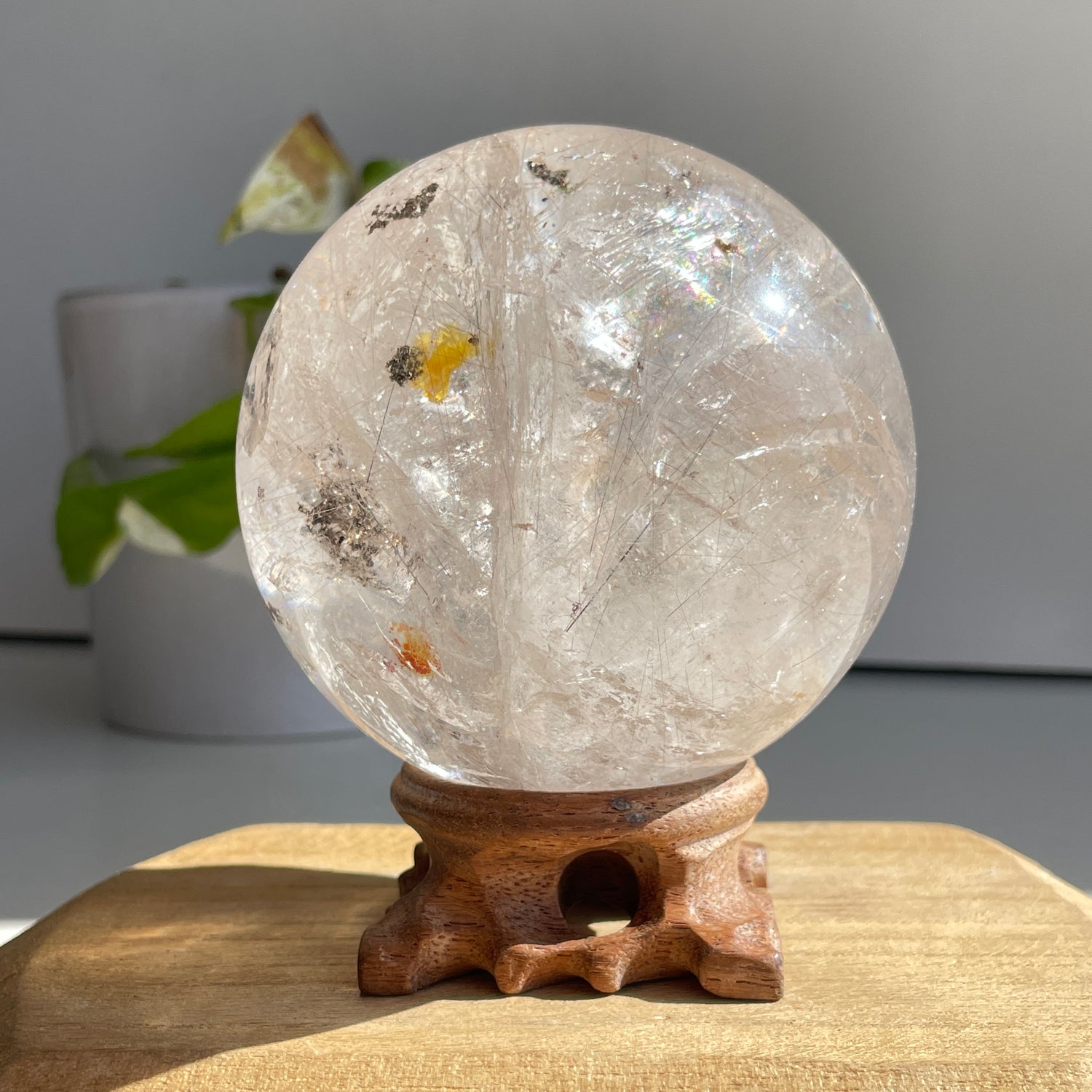 Smoky Quartz With Rutile Sphere 9.3cm