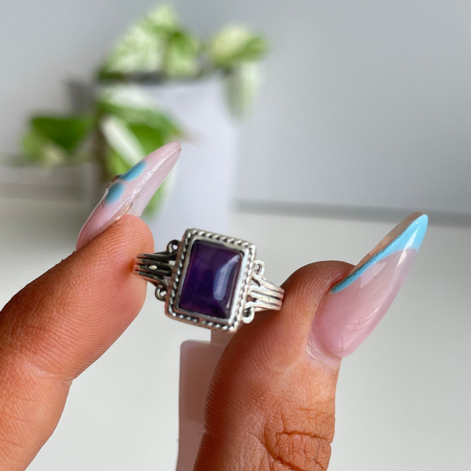 Amethyst Square Ring Sz9