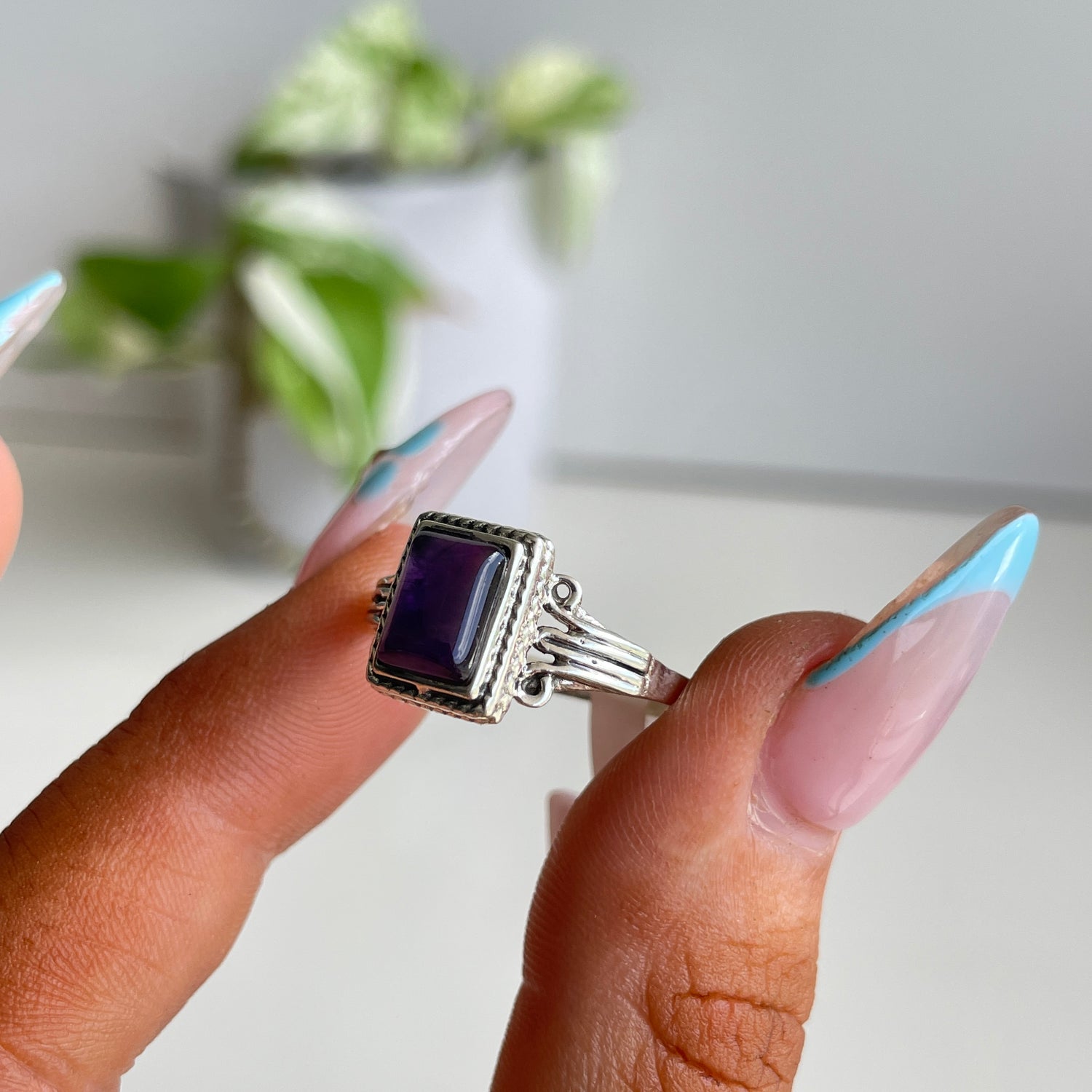 Amethyst Square Ring Sz9
