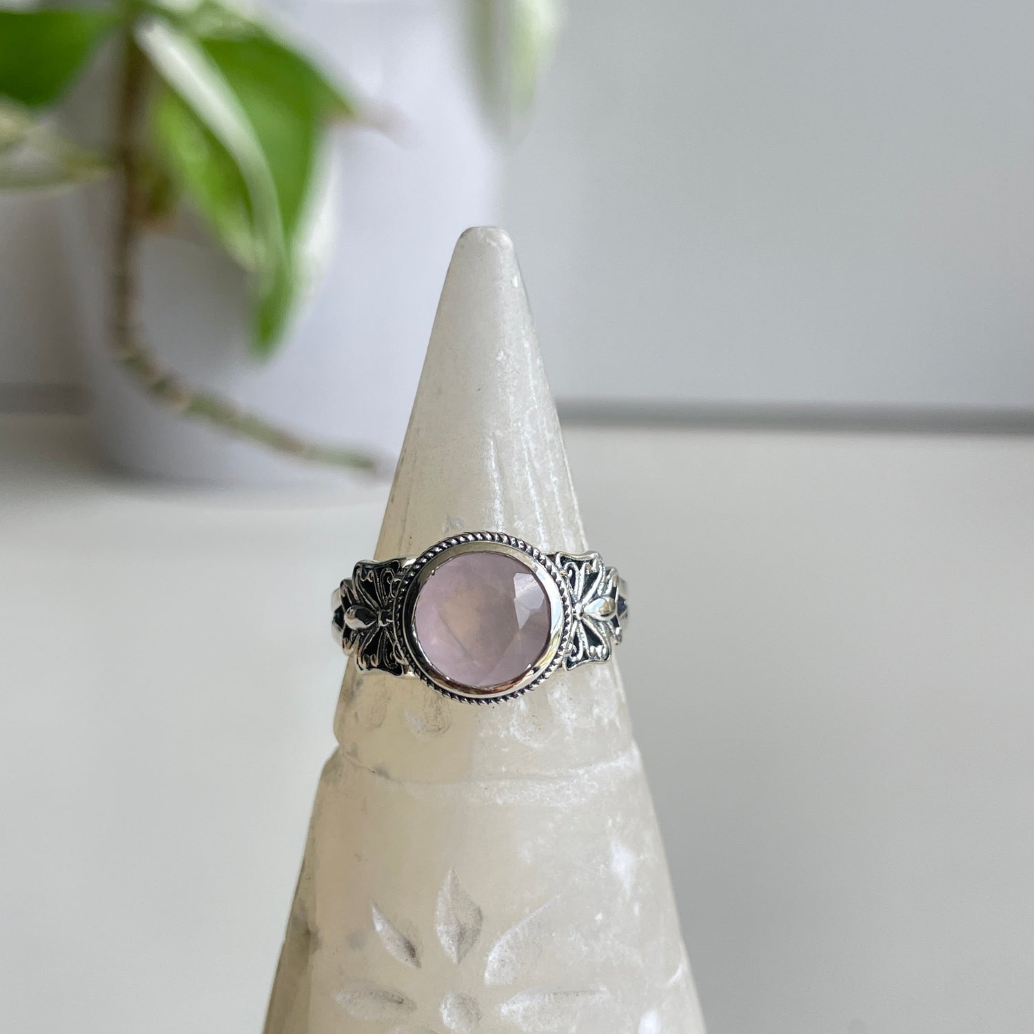 Rose Quartz Butterfly Ring