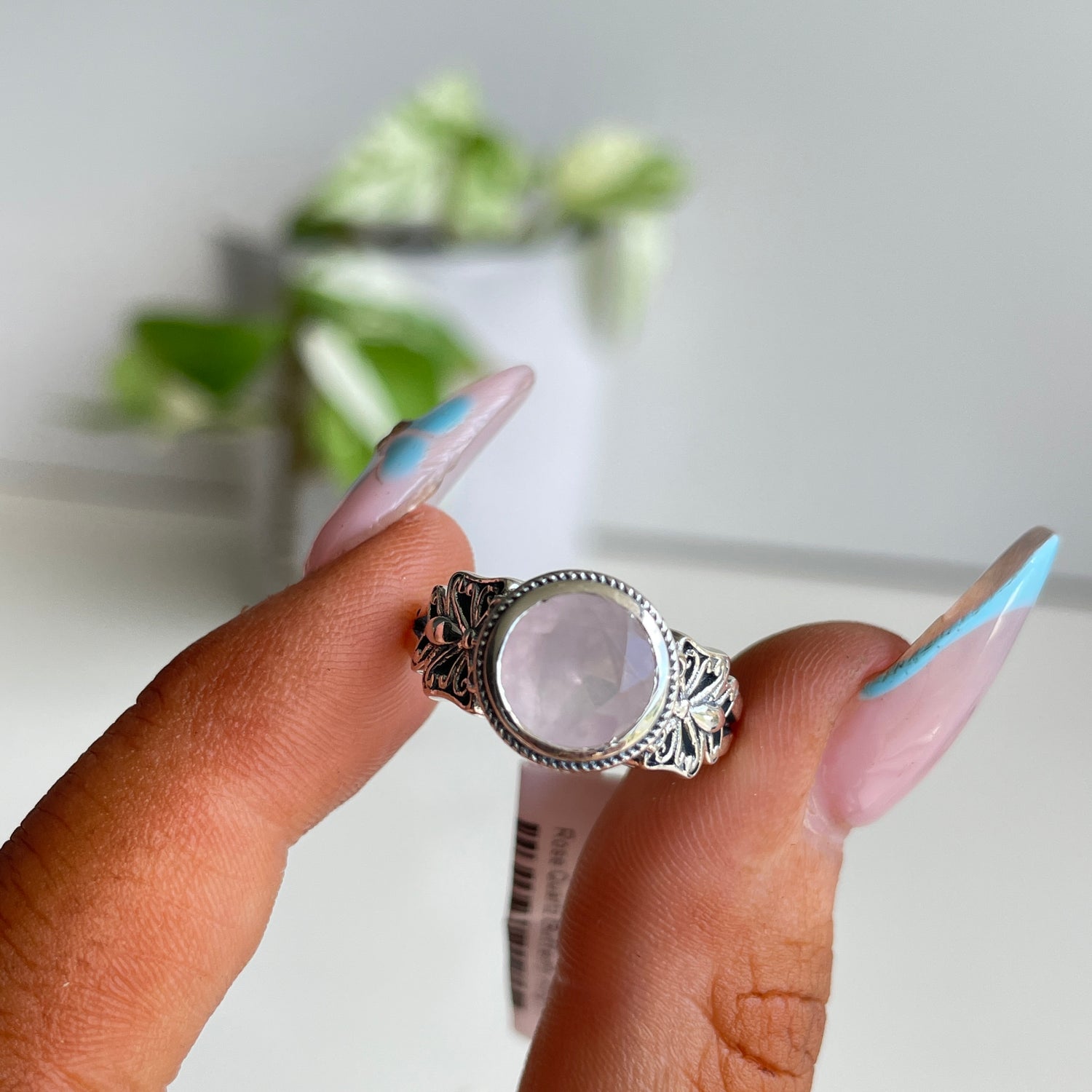 Rose Quartz Butterfly Ring