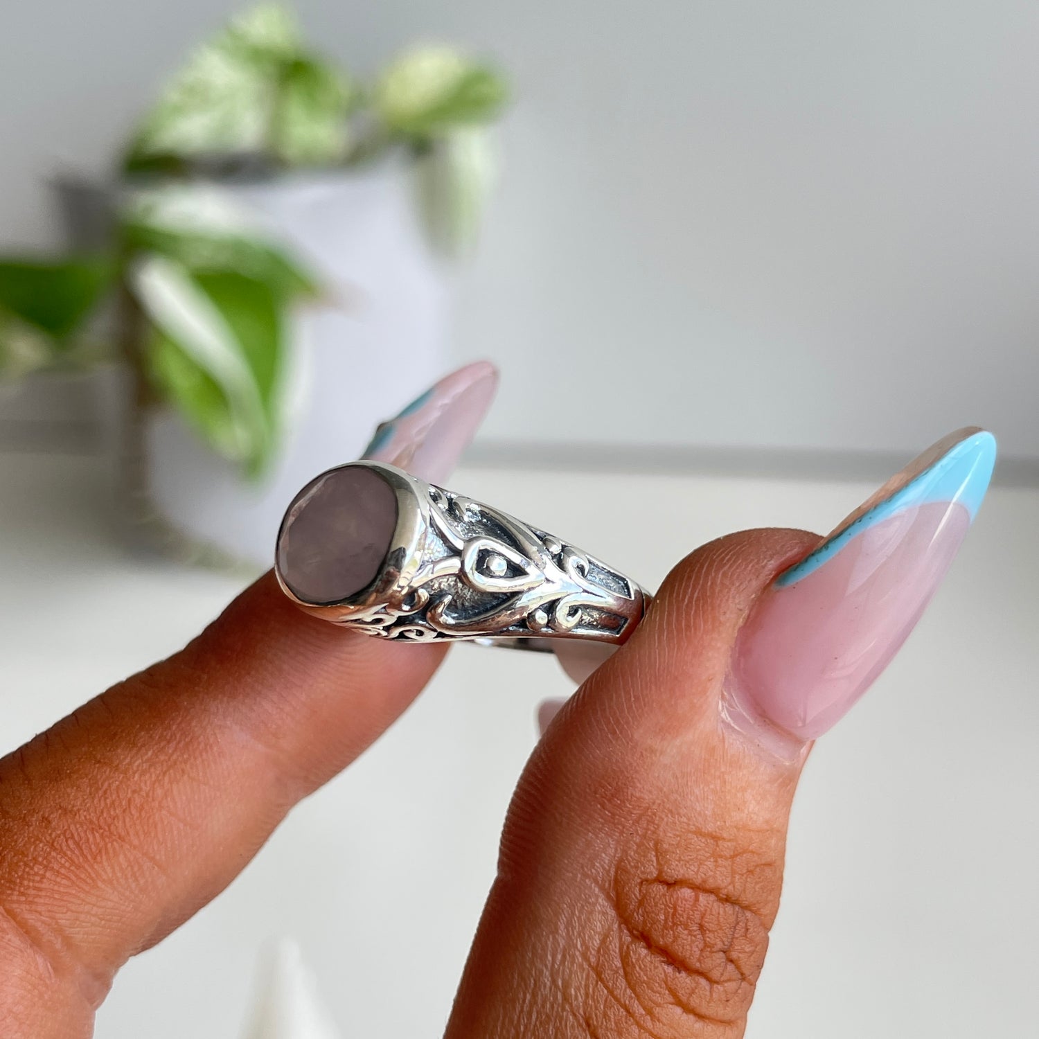Rose Quartz Oval Ring