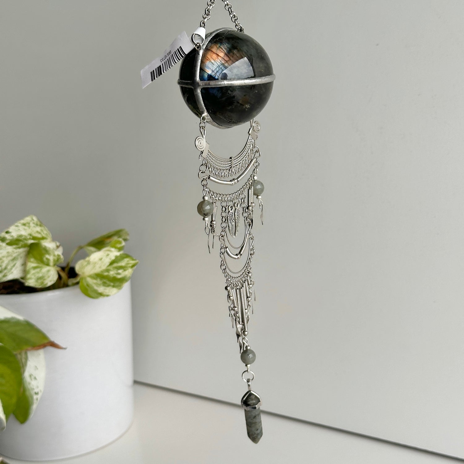 Labradorite Sphere Hanging Plain