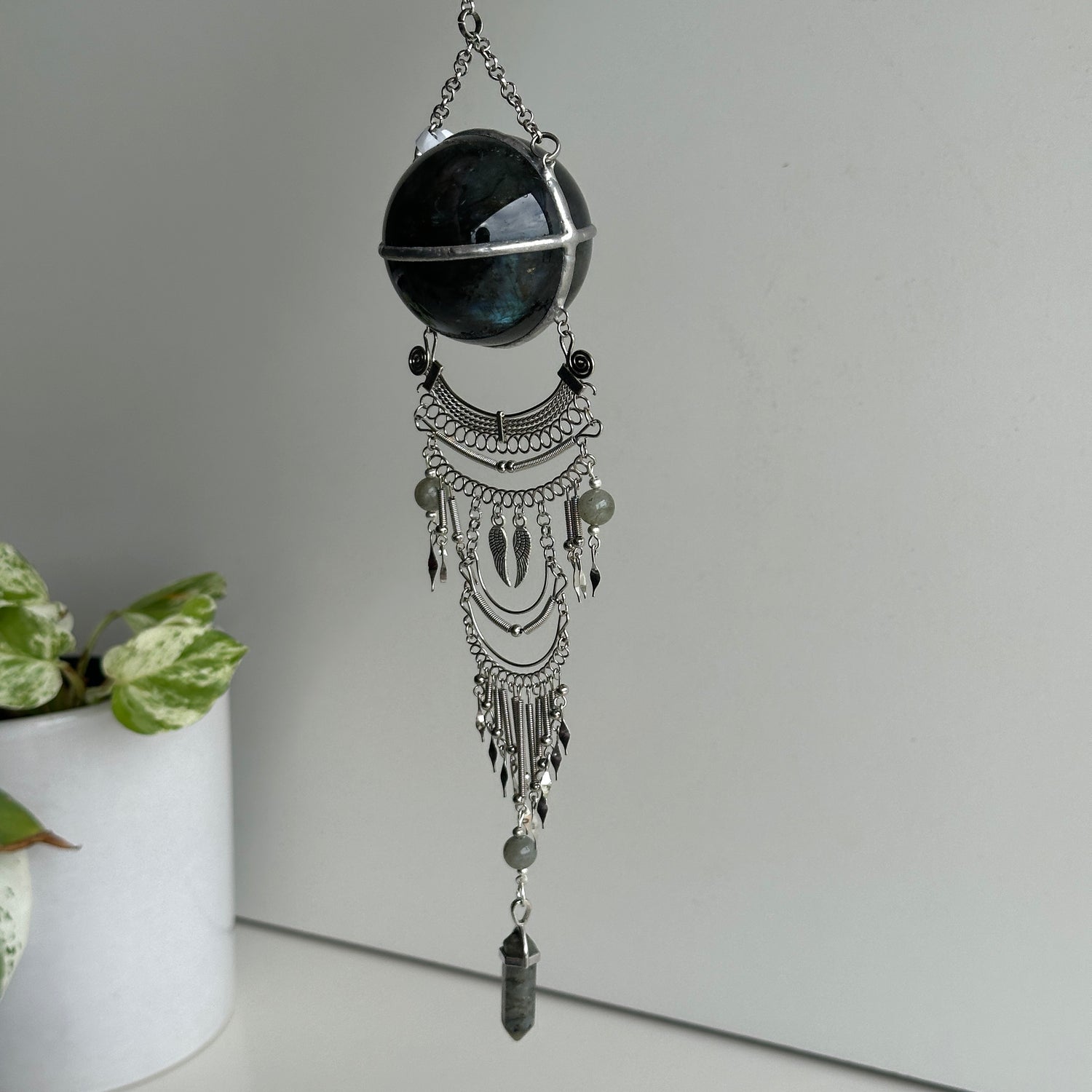 Labradorite Sphere Hanging Plain