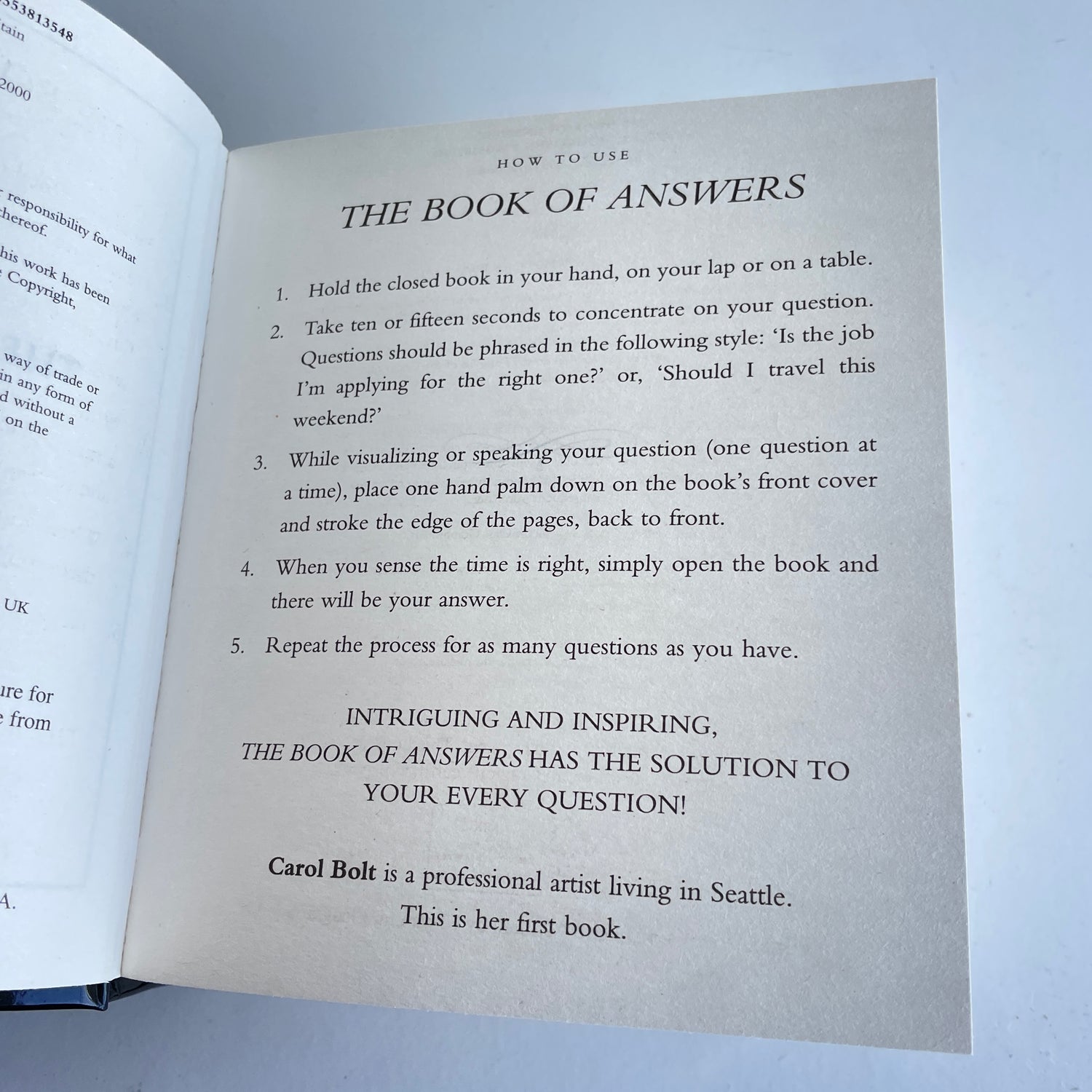 The Book Of Answers Carol Bolt