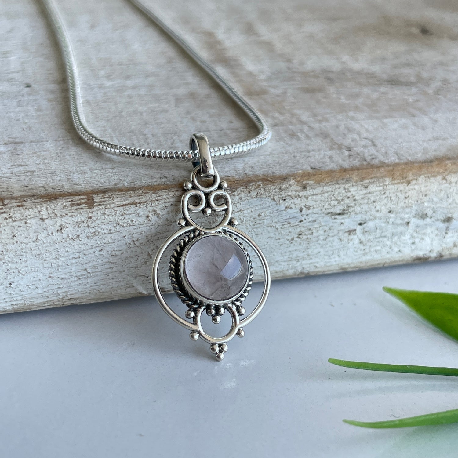 Rose Quartz Filigree Pendant