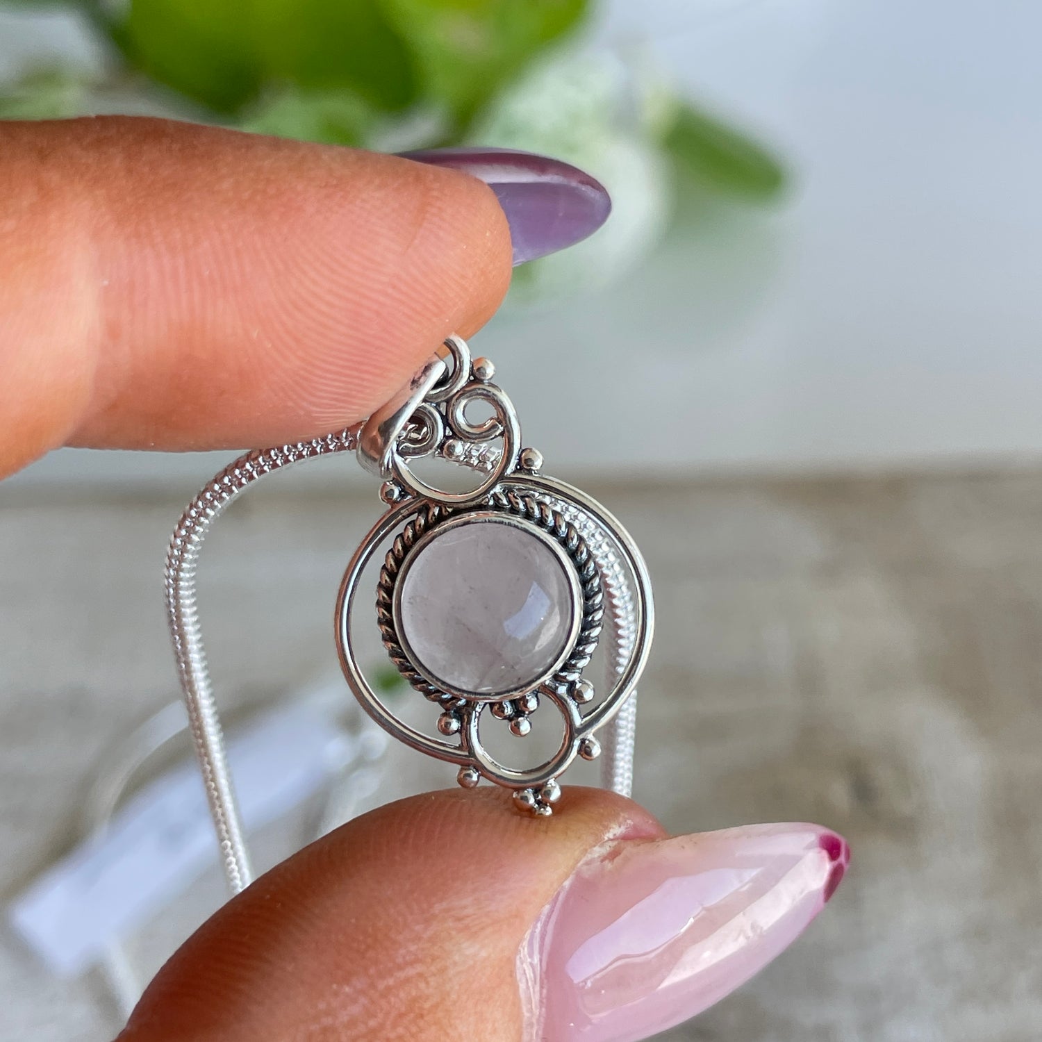 Rose Quartz Filigree Pendant