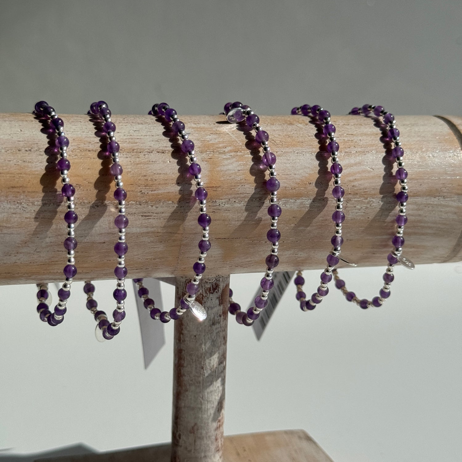 Amethyst And Sterling Silver Ball Bracelet 454036A