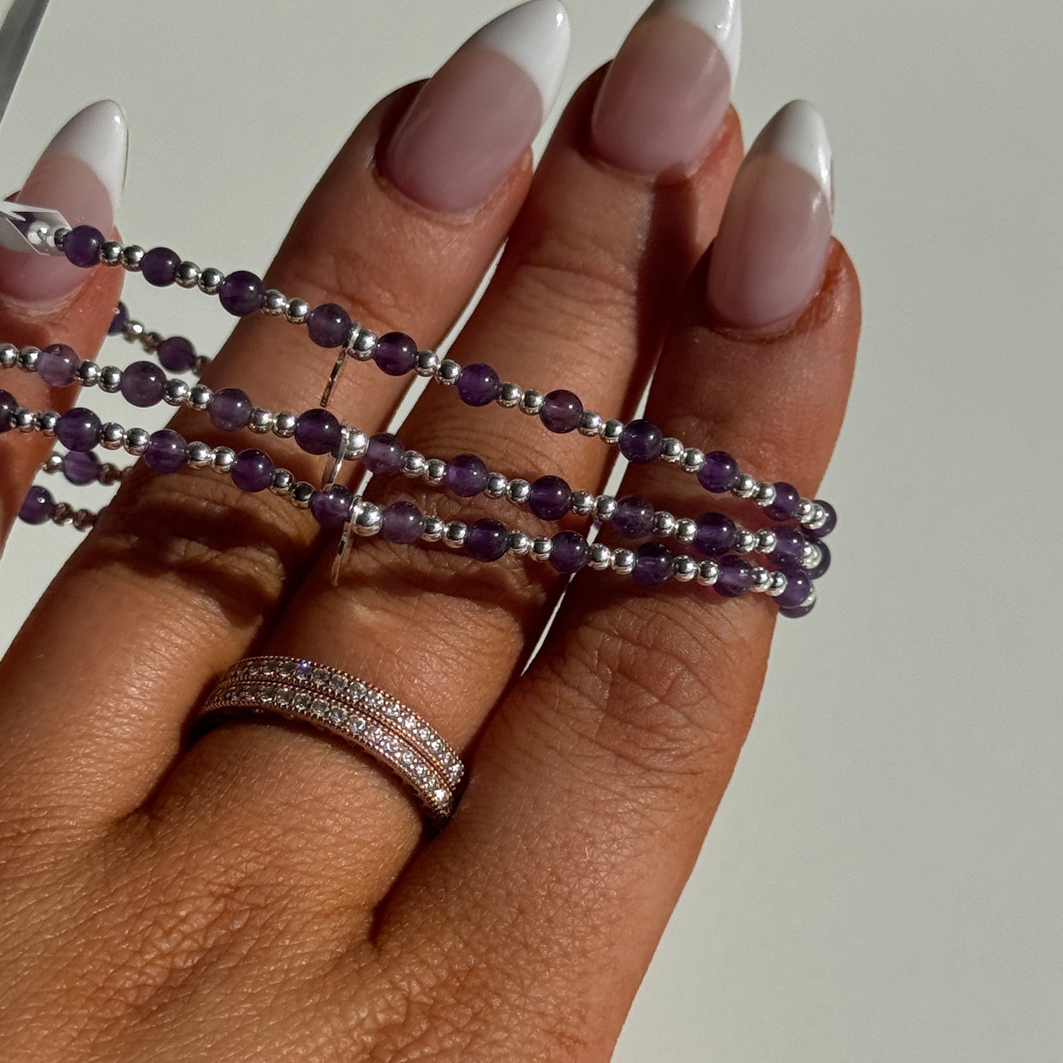 Amethyst And Sterling Silver Ball Bracelet 454036A