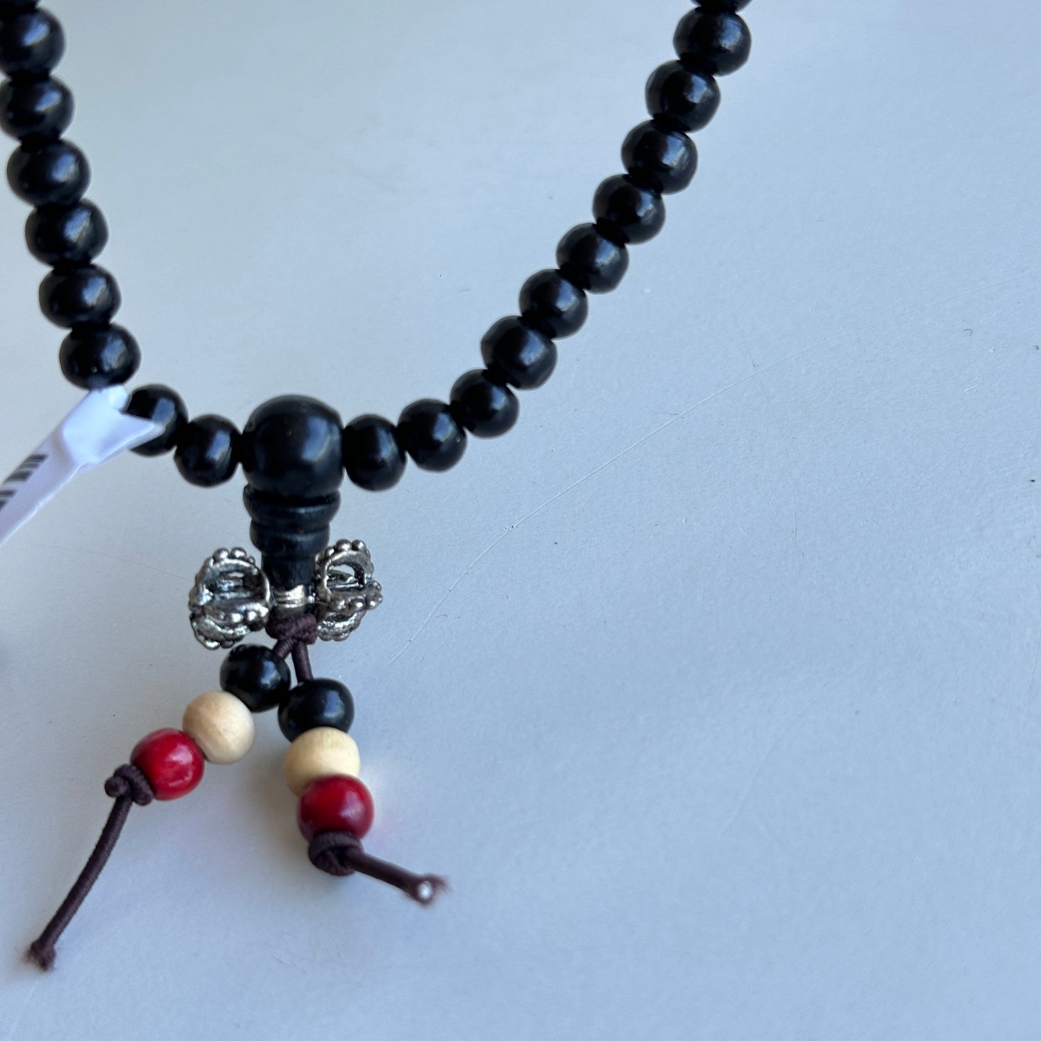 Mala Beads Red and Cream Wood