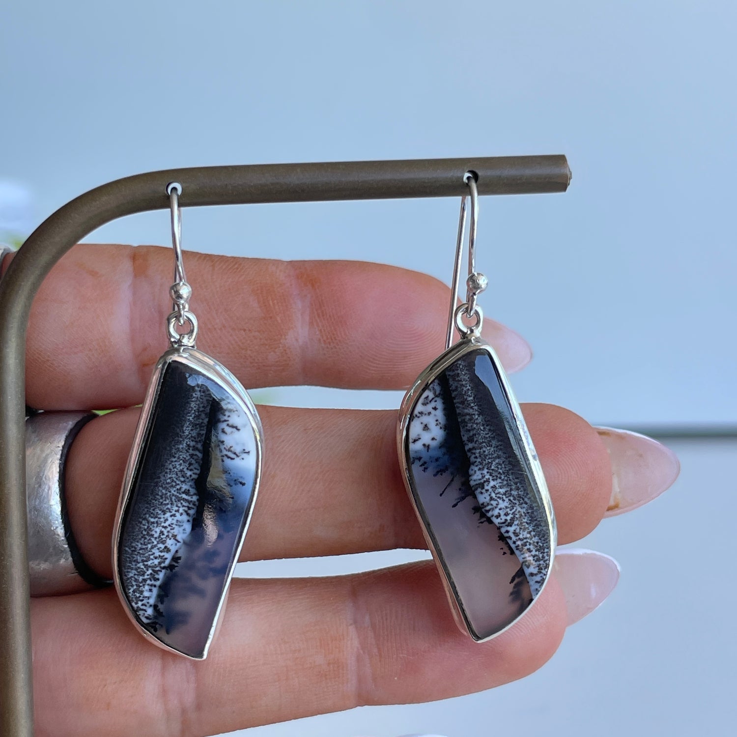 Dendritic Opal Wave Earrings