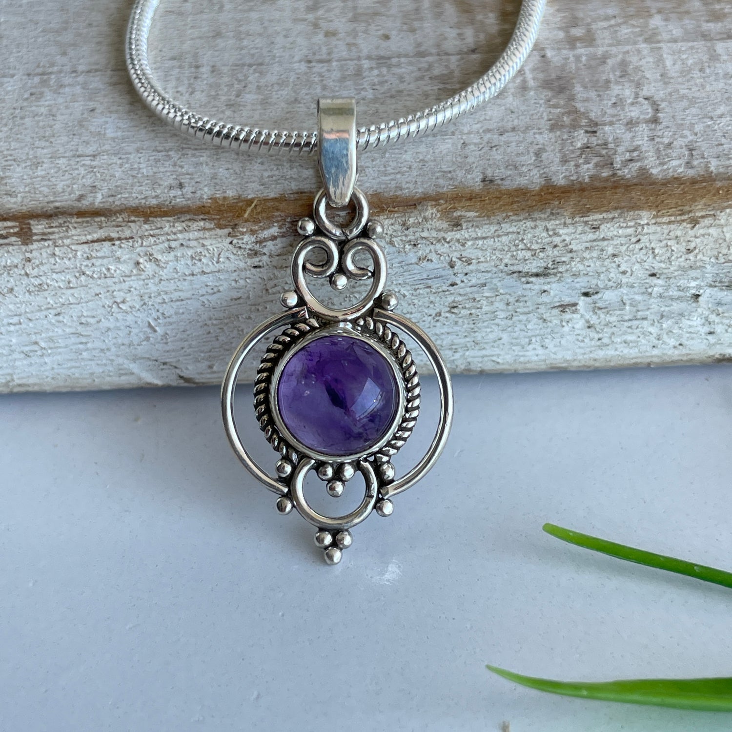 Amethyst Filigree Pendant