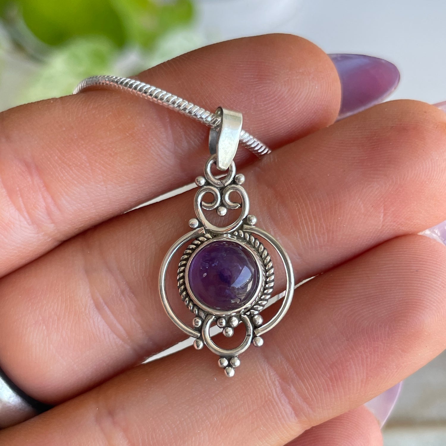 Amethyst Filigree Pendant