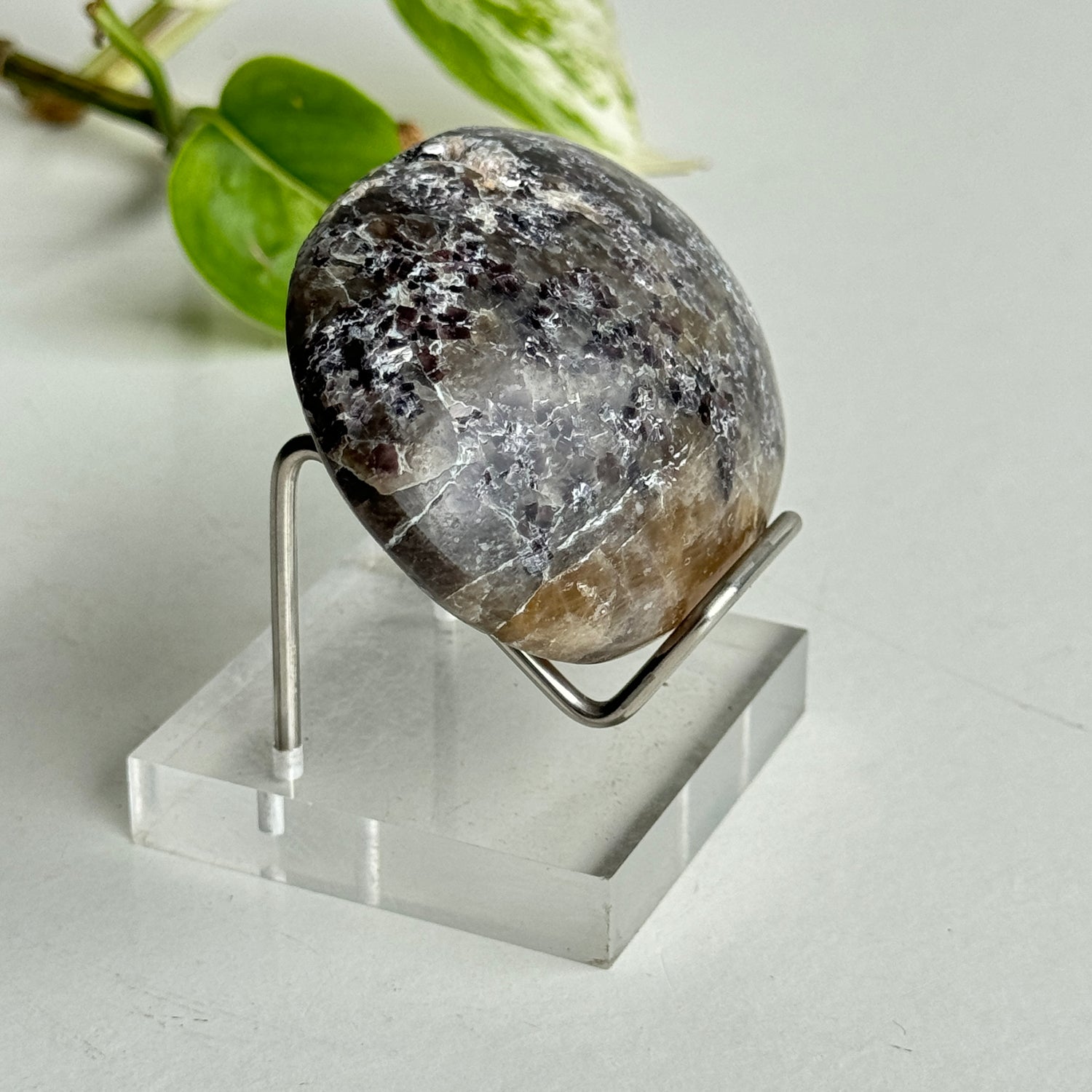 Lepidolite With Tourmaline & Albite Palmstone 124g