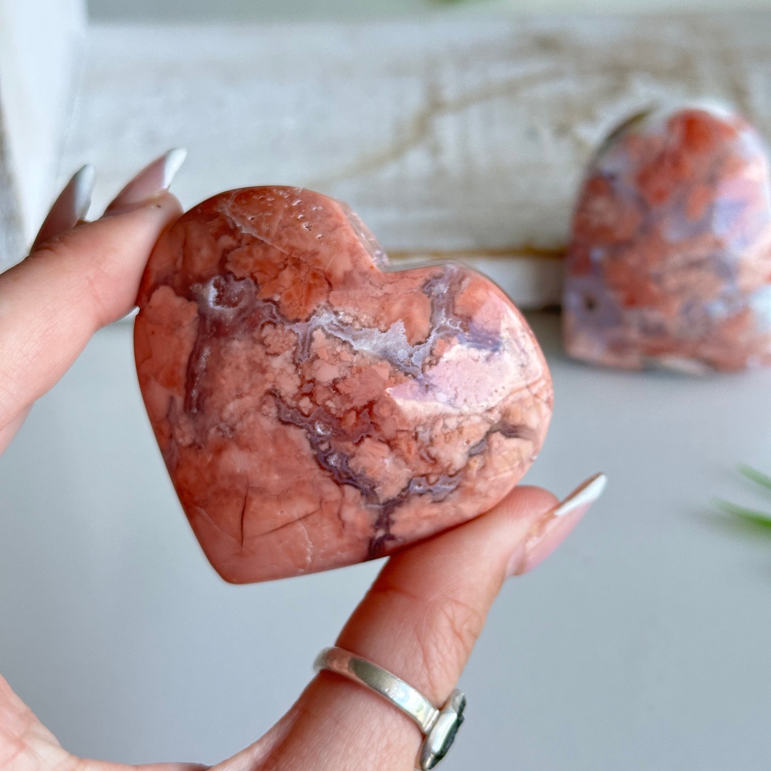 Pink Agate Heart Medium