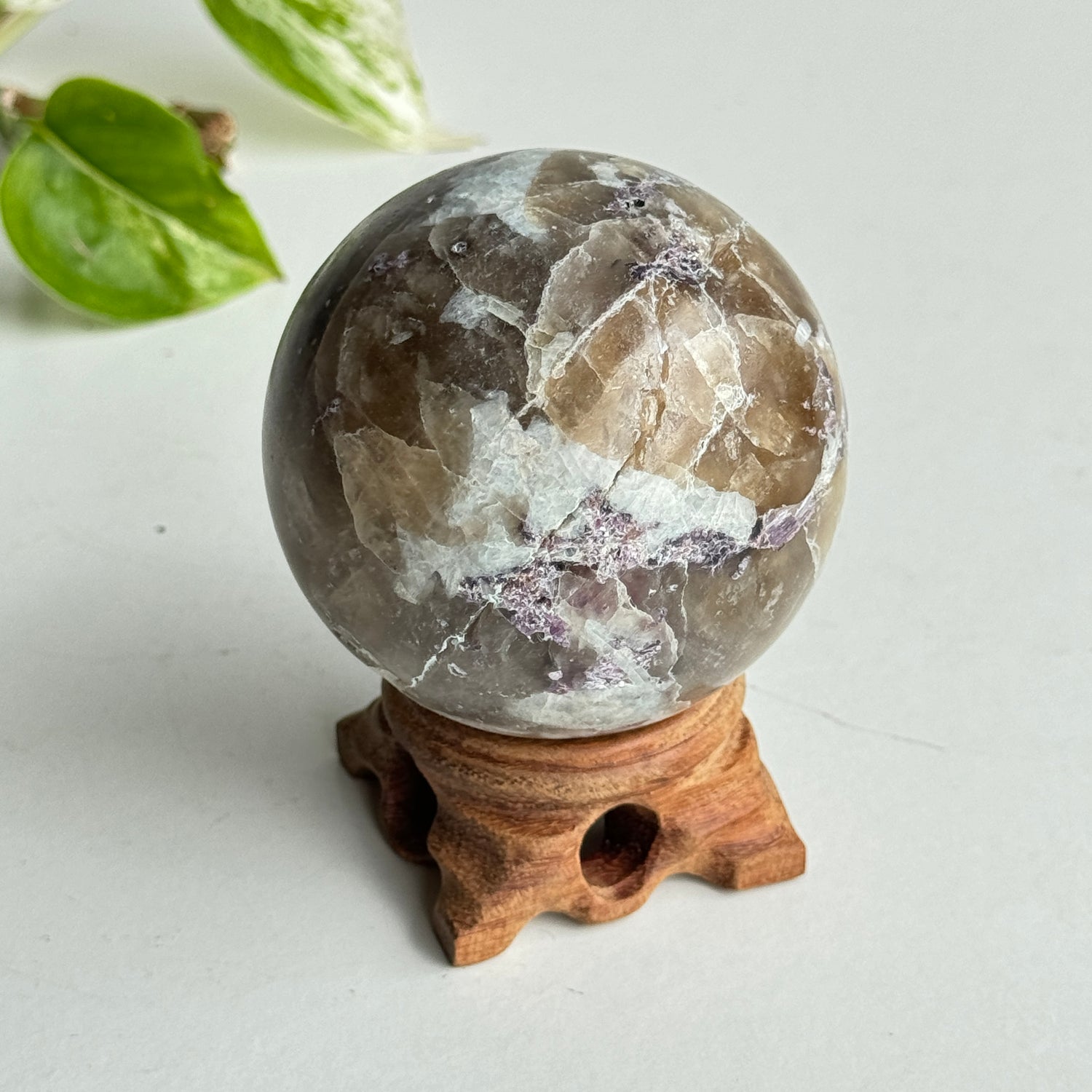 Lepidolite With Tourmaline & Albite Sphere 6.2cm