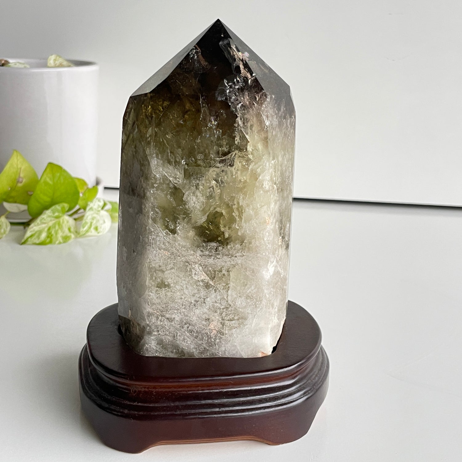 Smoky Citrine Point In Stand 19.5cm