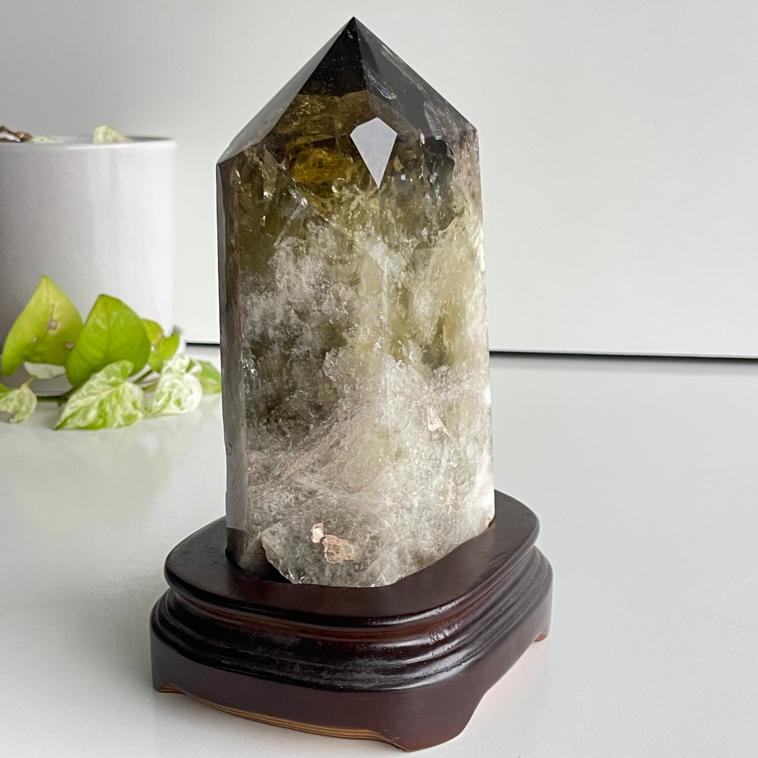 Smoky Citrine Point In Stand 19.5cm