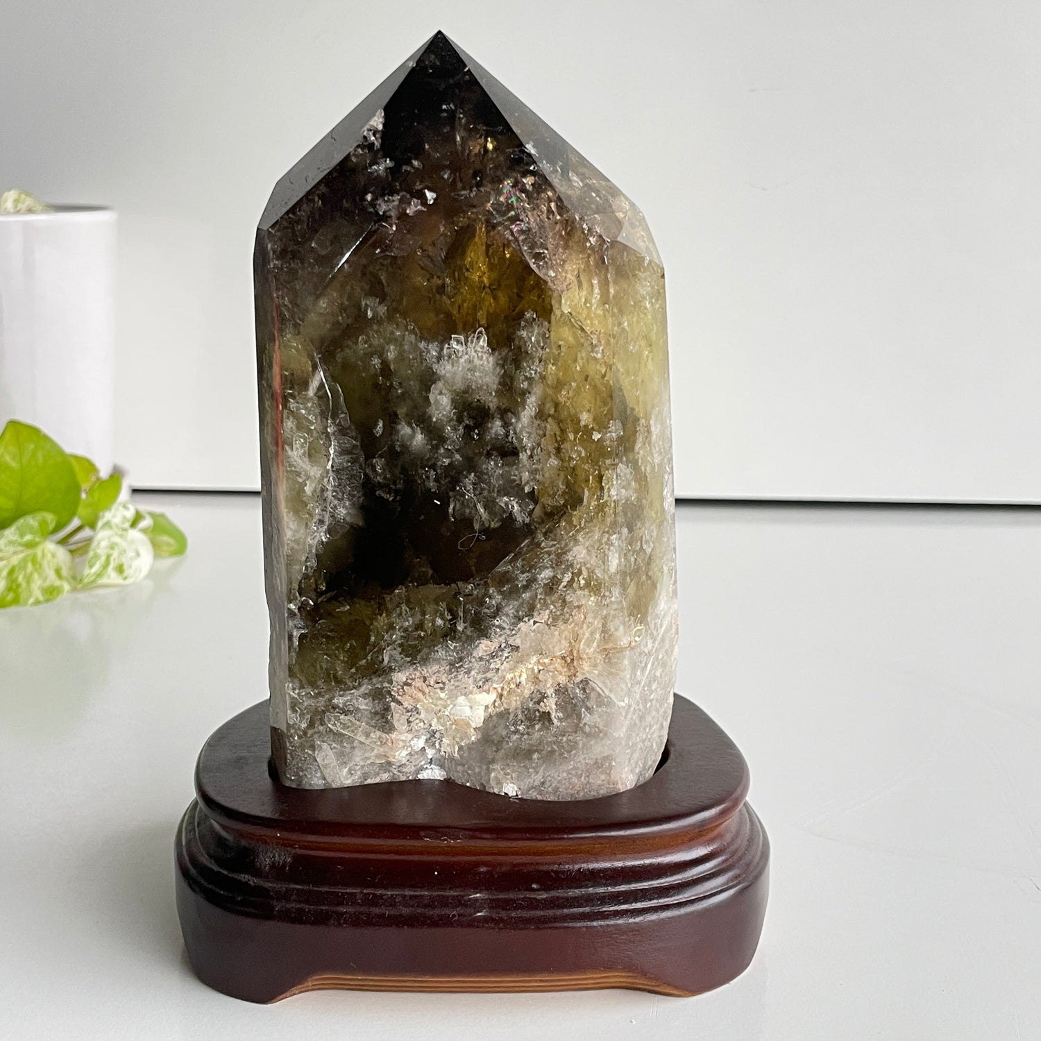 Smoky Citrine Point In Stand 19.5cm