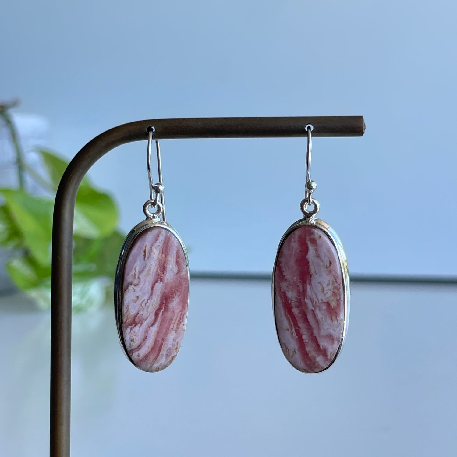 Rhodochrosite Oval Earrings