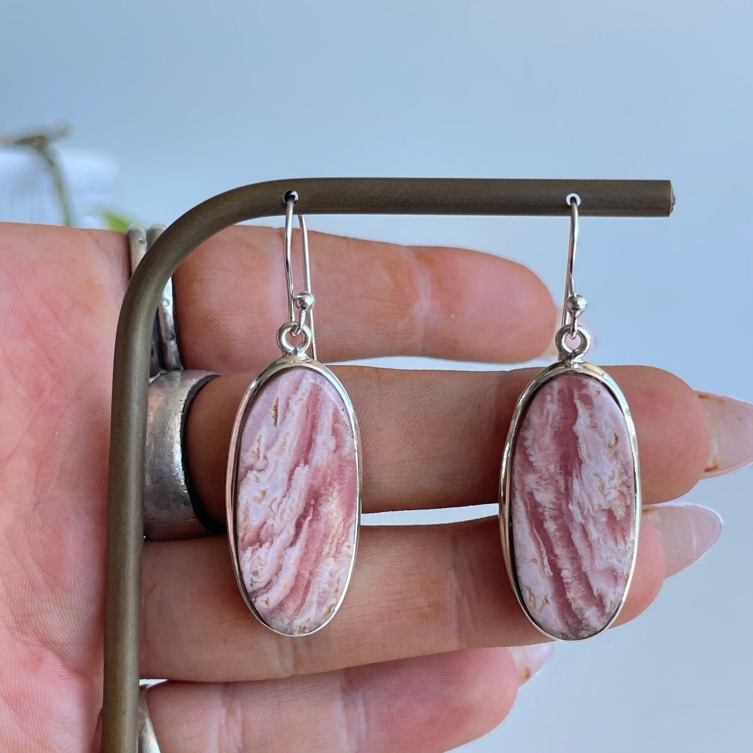 Rhodochrosite Oval Earrings
