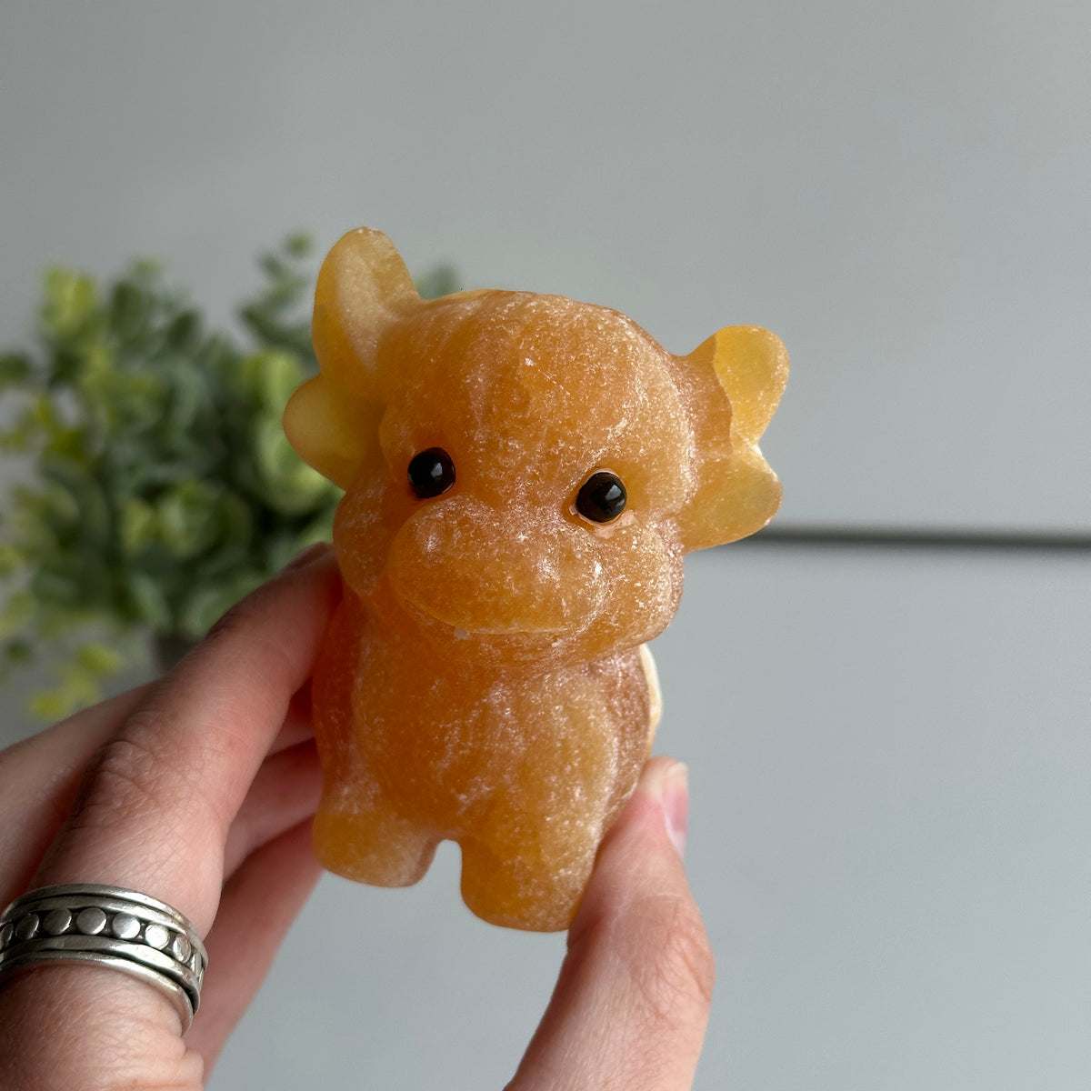 Orange Calcite Highland Cow 8cm