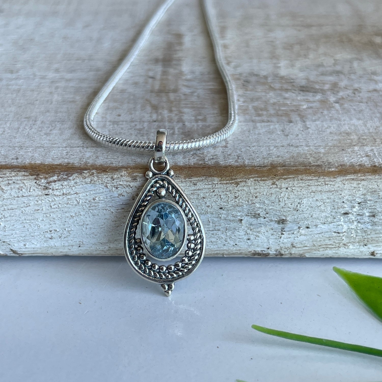 Blue Topaz Teardrop Pendant