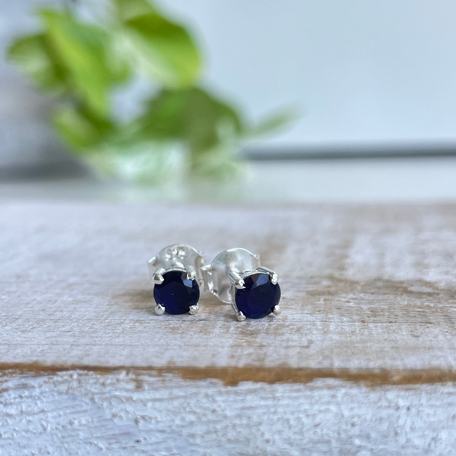 Iolite Round Stud Earrings