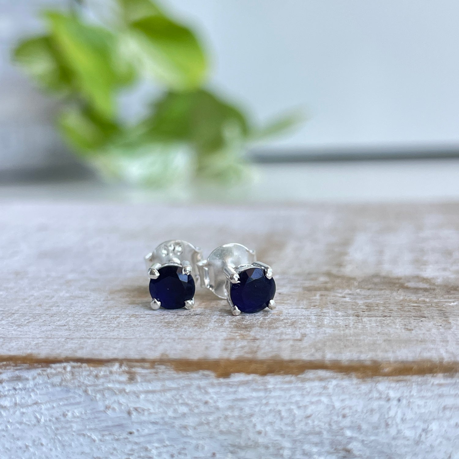 Iolite Round Stud Earrings
