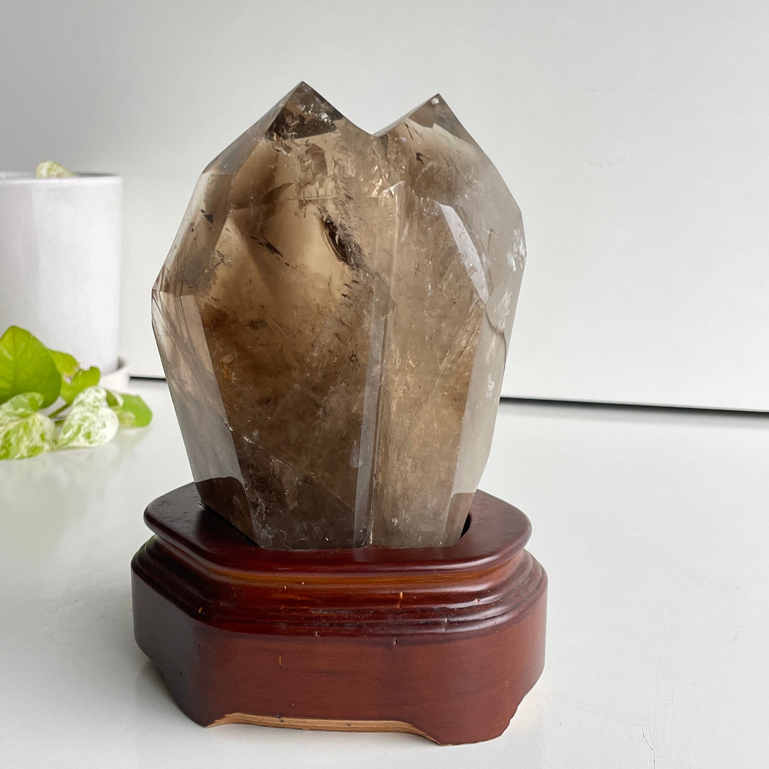 Smoky Quartz  Twin Point In Stand 15.2cm