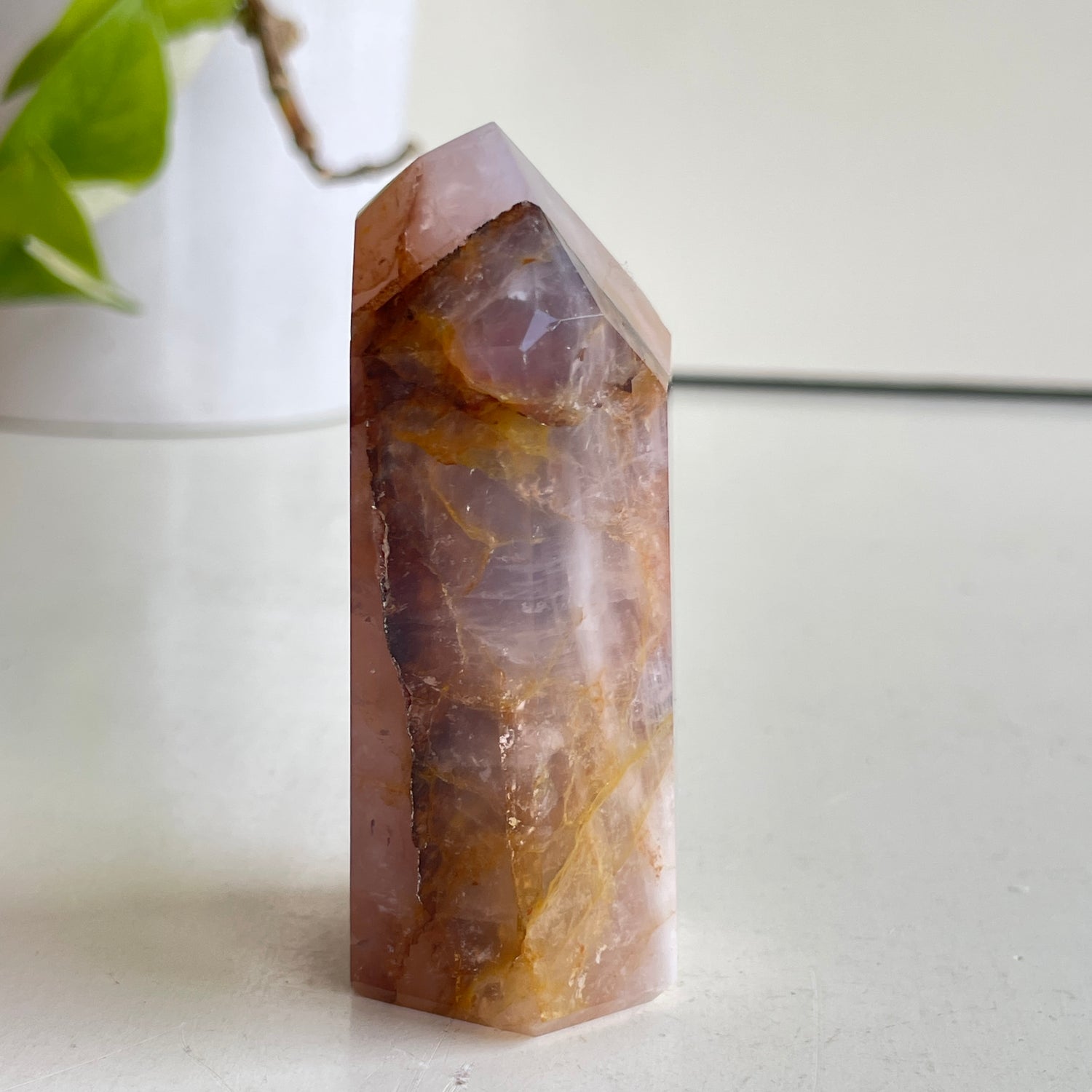 Rose Quartz Golden Healer Generator 7.7cm
