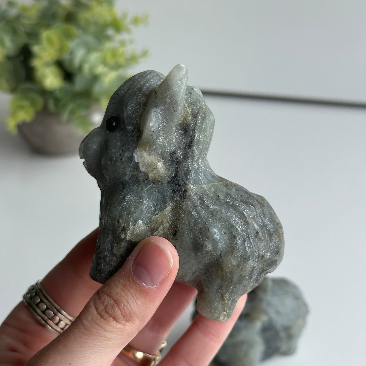 Labradorite Highland Cow 8cm