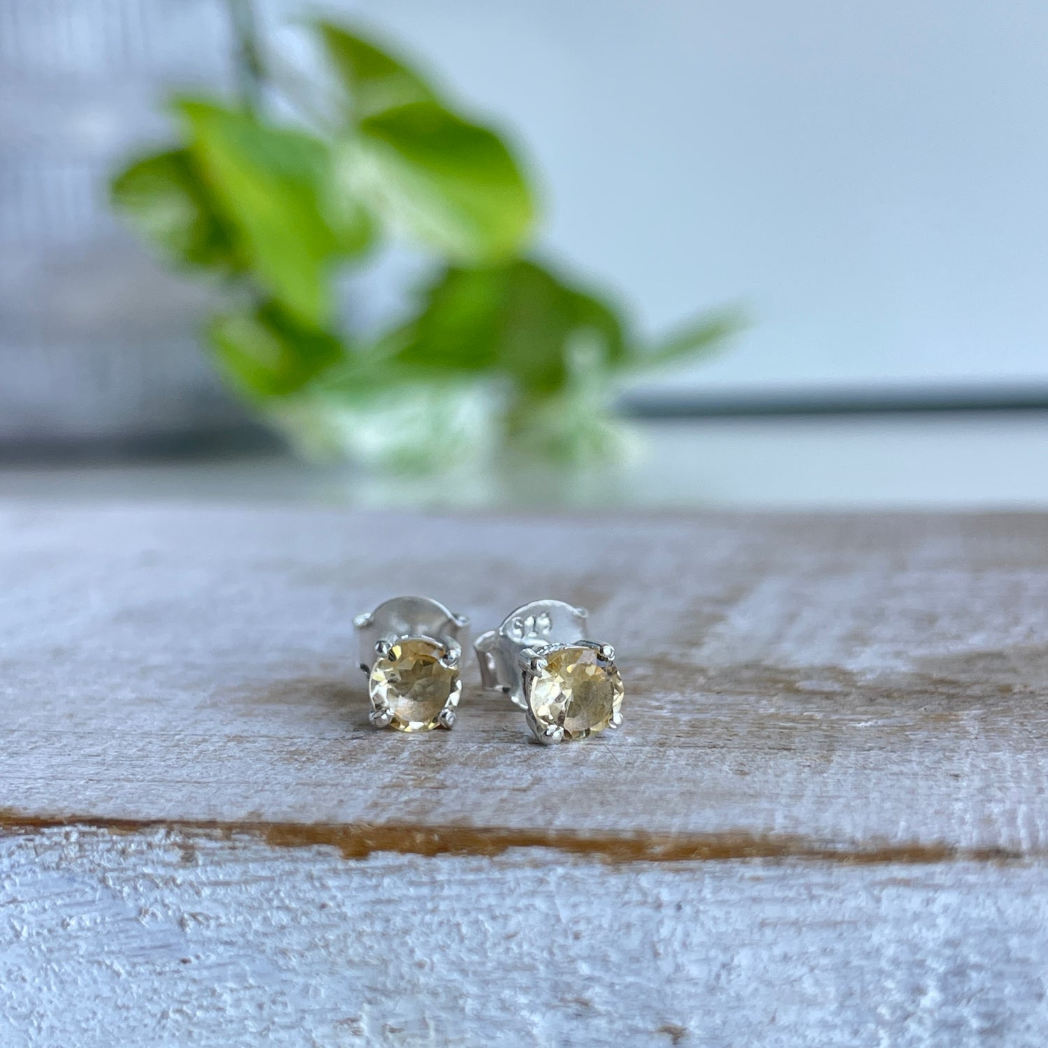 Citrine Round Stud Earrings