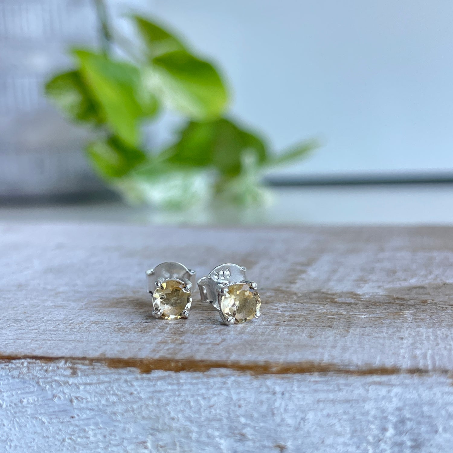 Citrine Round Stud Earrings