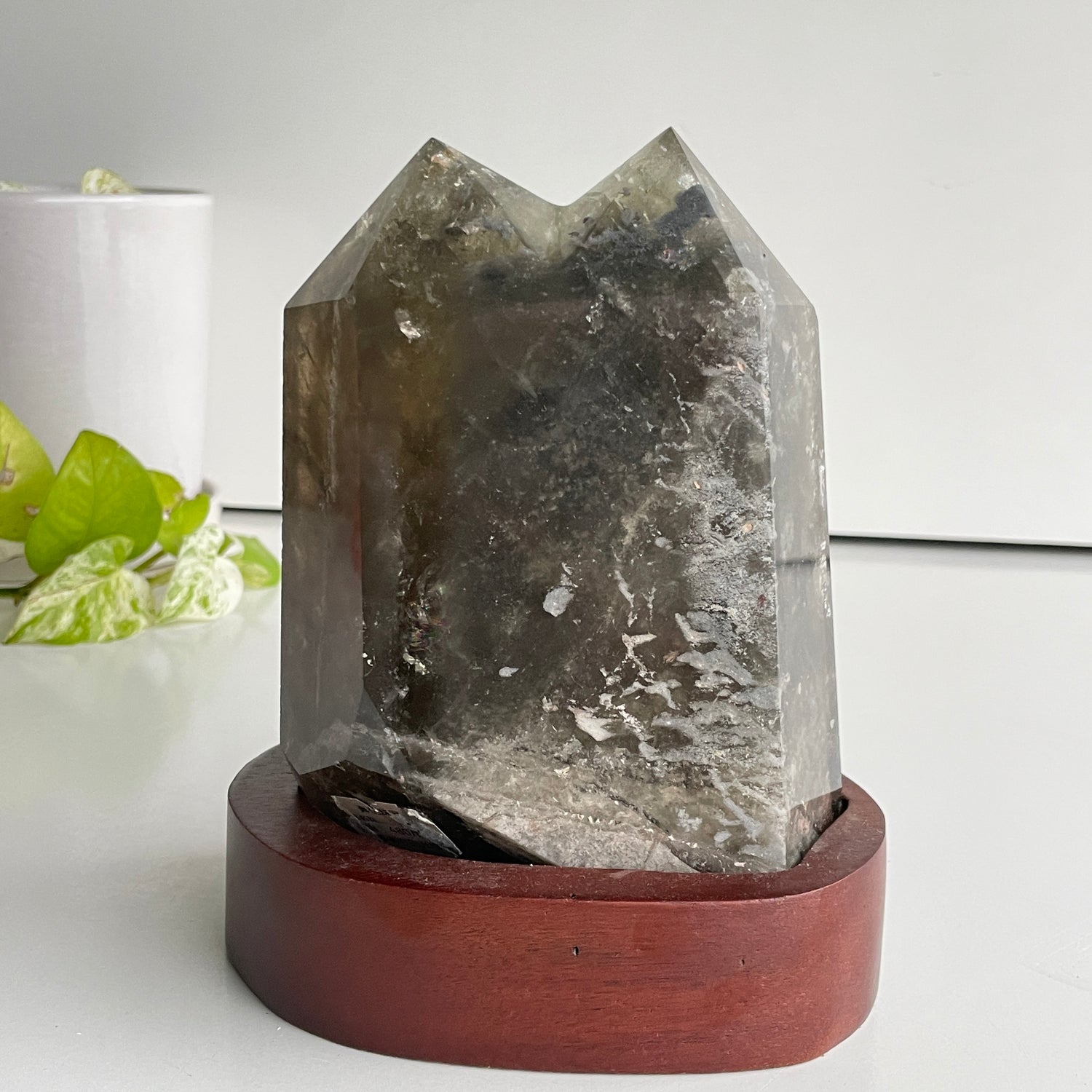 Smoky Quartz Twin Point In Stand 16.2cm
